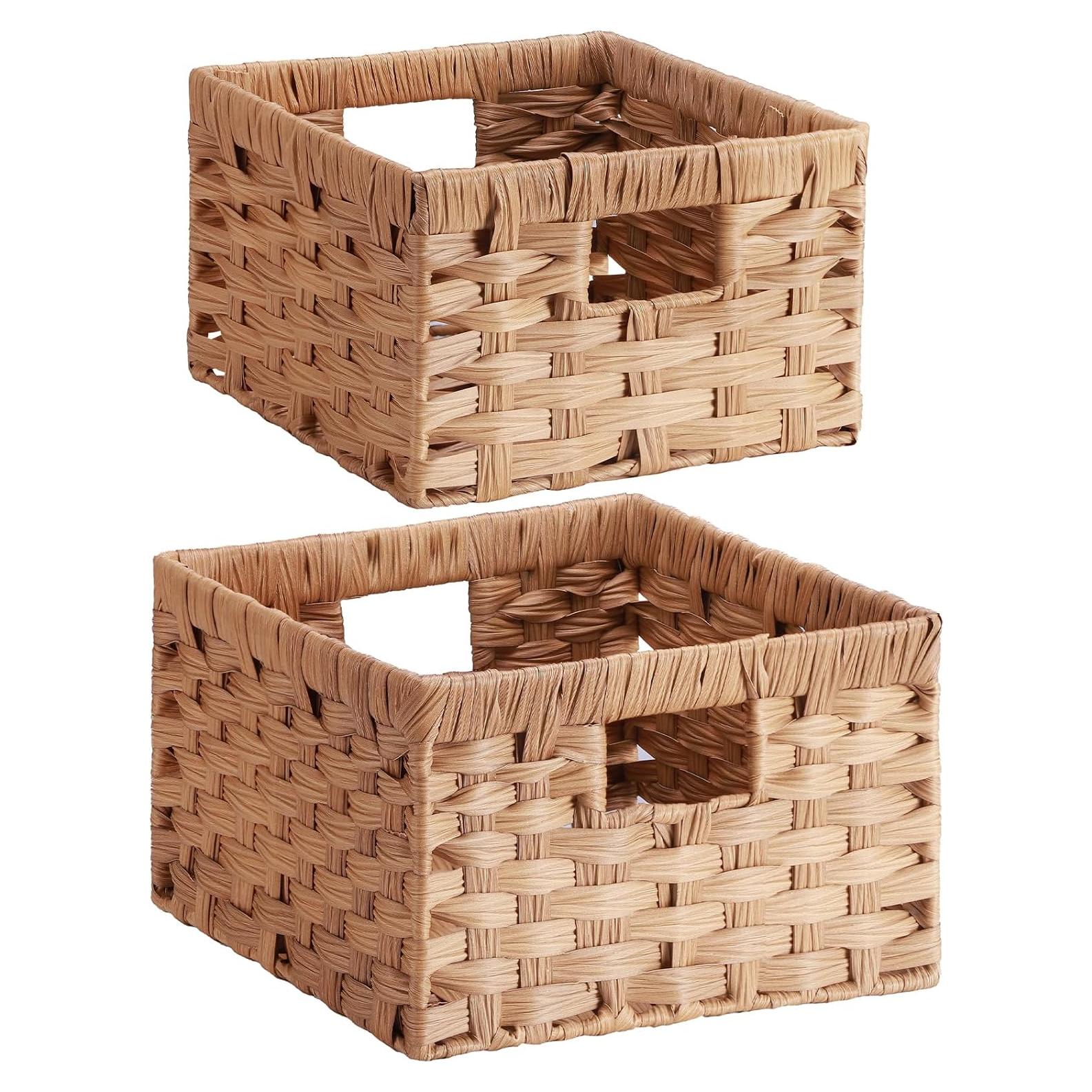 Cestas de Almacenamiento Rectangulares Lifewit 2 Piezas Madera Clara