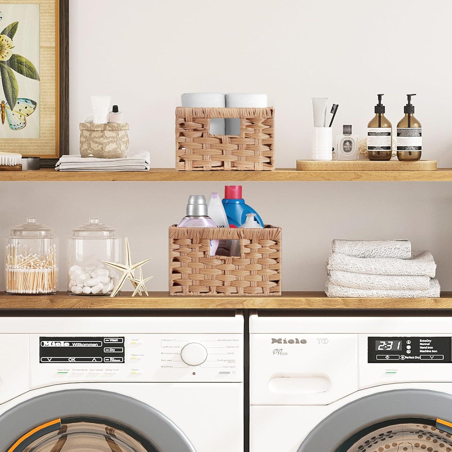 Cestas de Almacenamiento Rectangulares Lifewit 2 Piezas Madera Clara