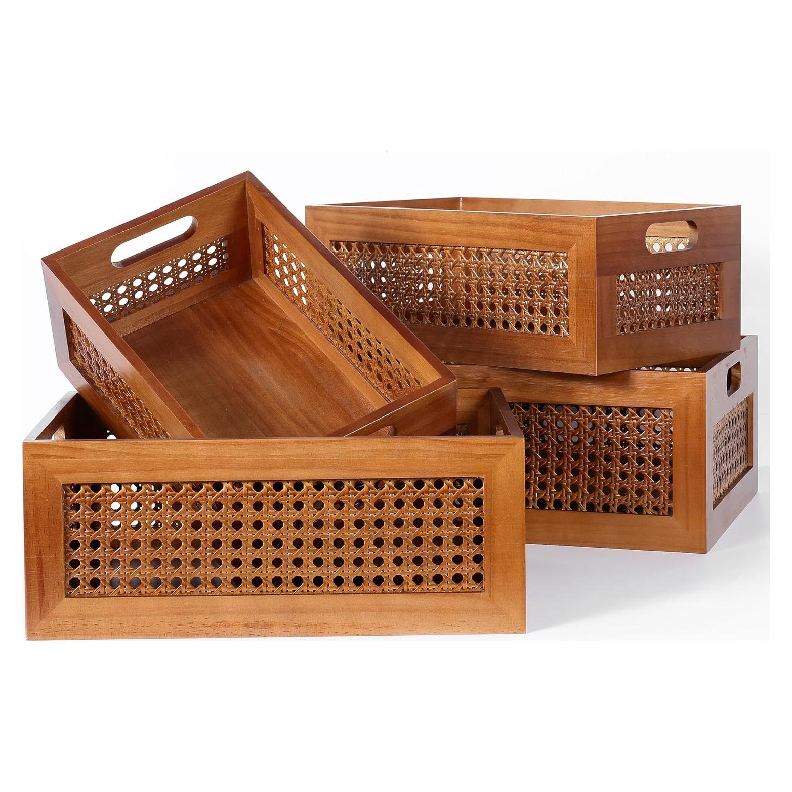 Juego de 4 Cestas de Almacenamiento de Madera LaMorée