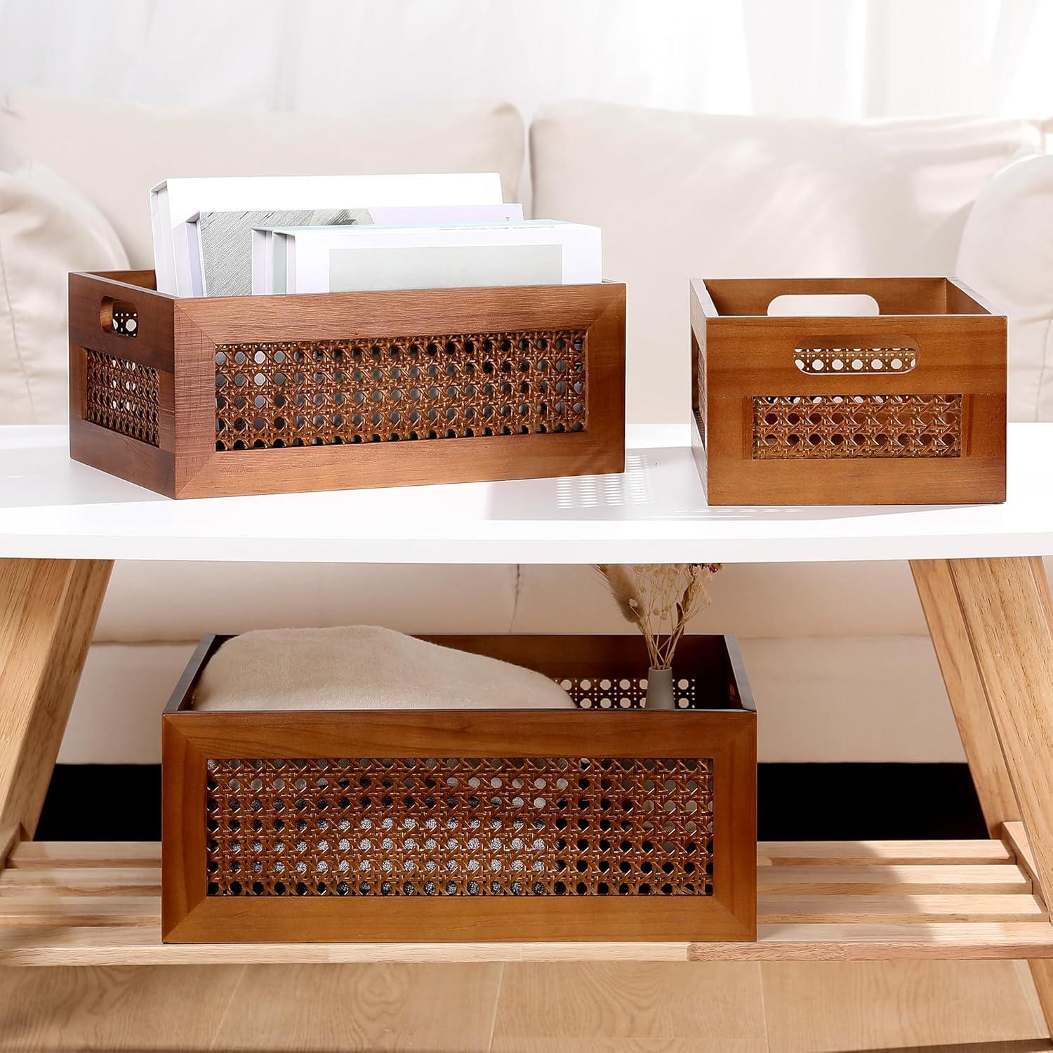 Juego de 4 Cestas de Almacenamiento de Madera LaMorée