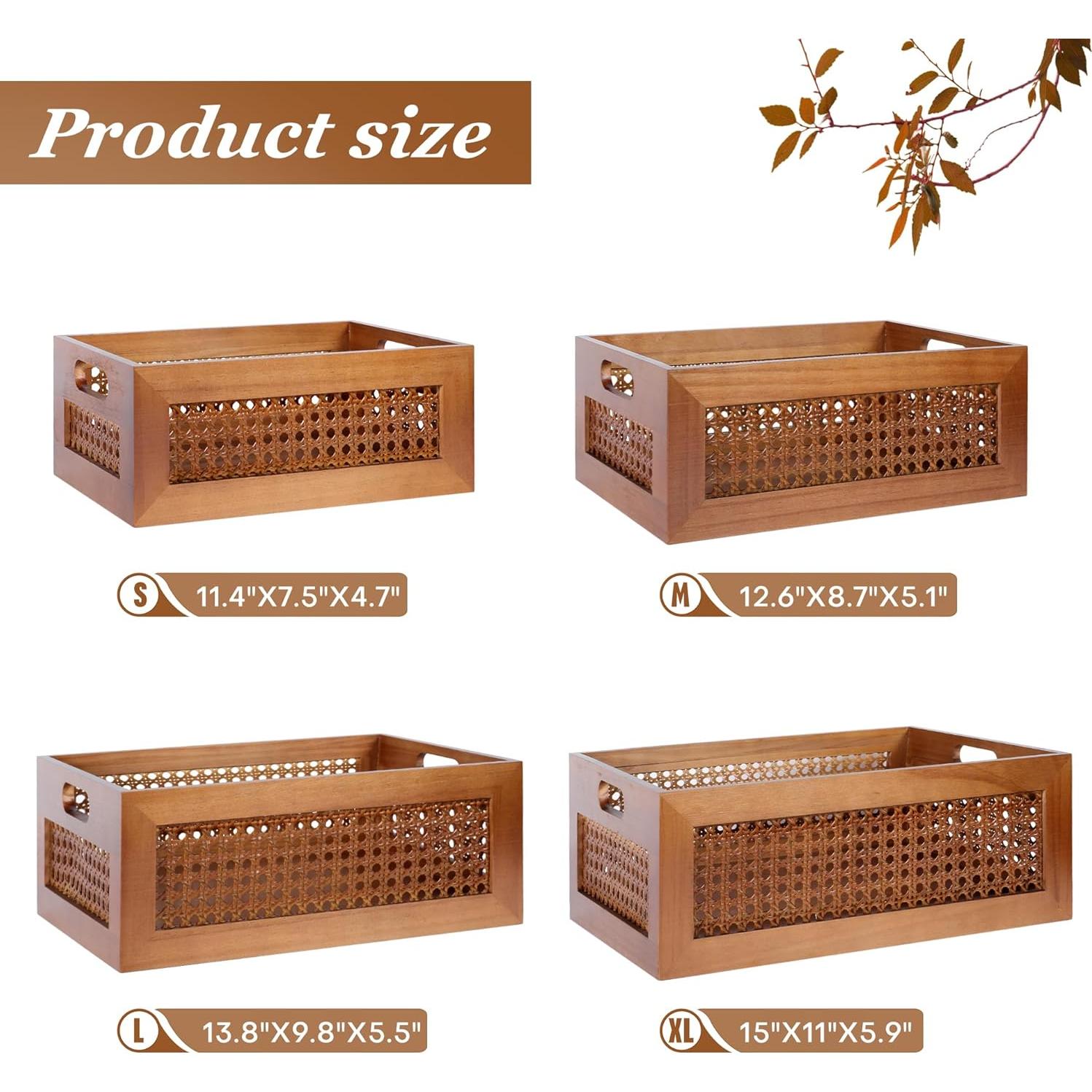 Juego de 4 Cestas de Almacenamiento de Madera LaMorée