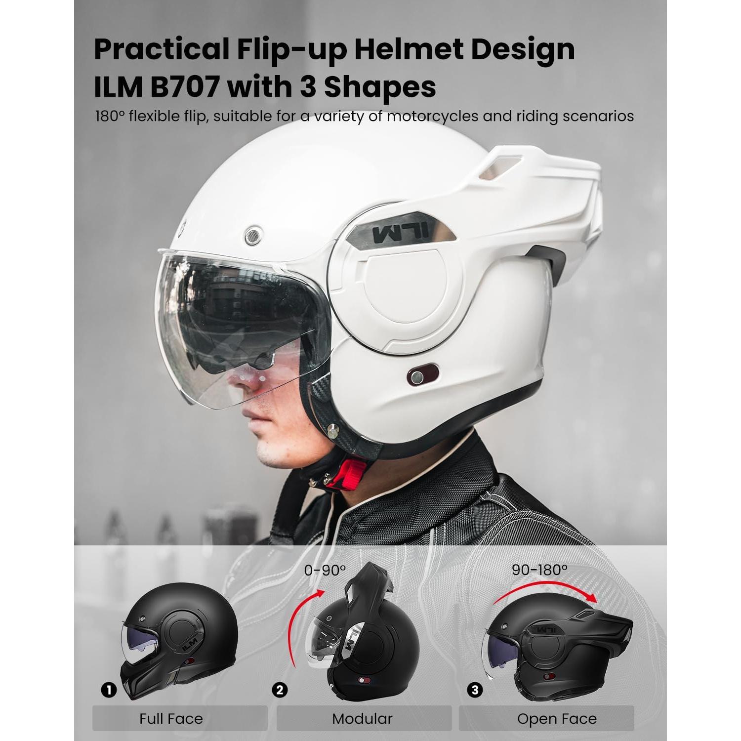 Casco Modular ILM B707 Vintage Blanco Doble Visera