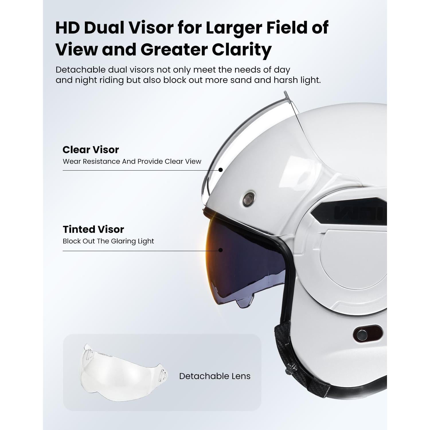 Casco Modular ILM B707 Vintage Blanco Doble Visera