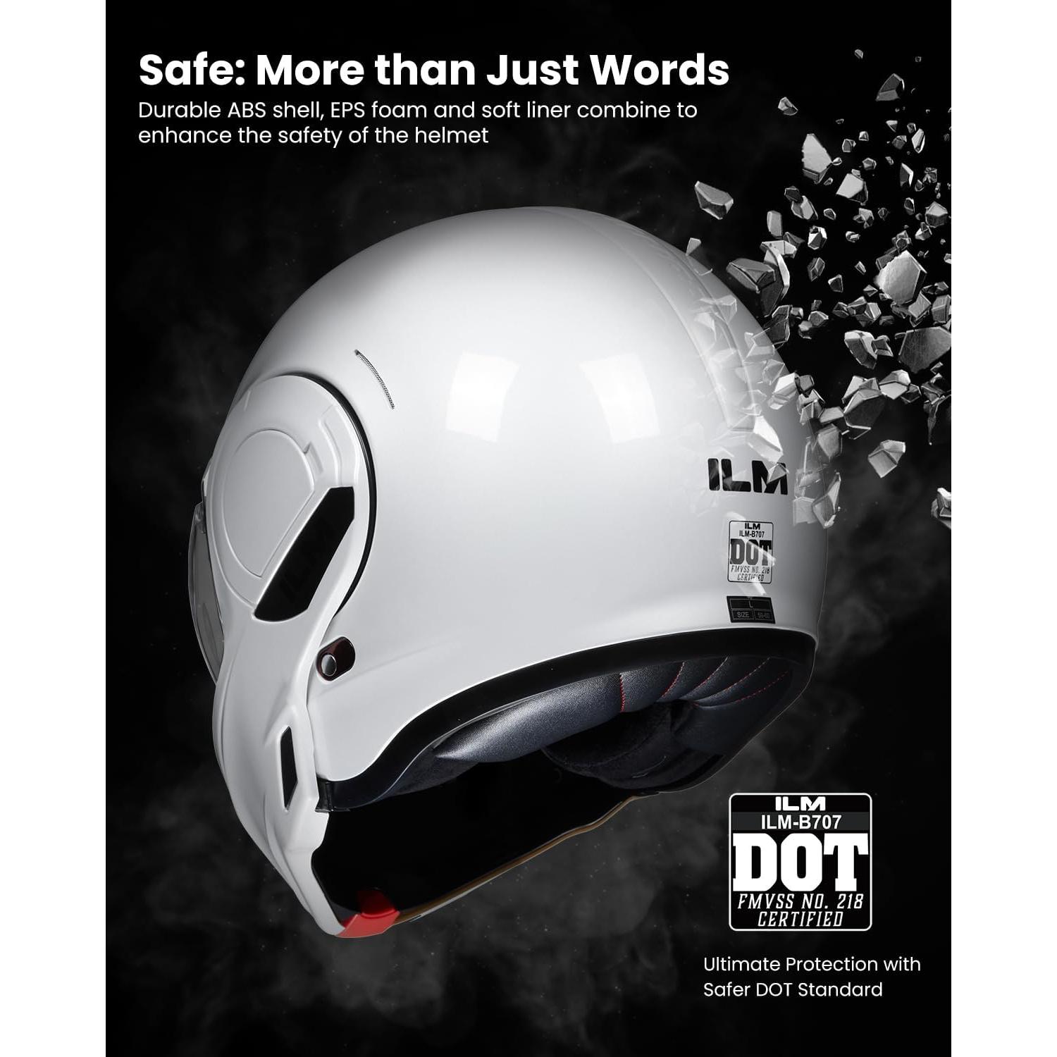 Casco Modular ILM B707 Vintage Blanco Doble Visera