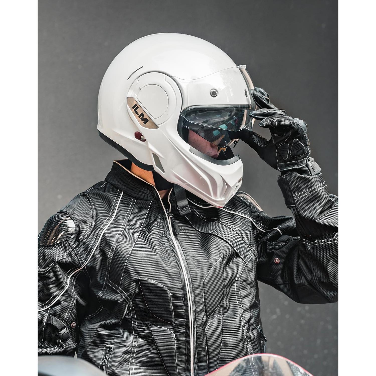 Casco Modular ILM B707 Vintage Blanco Doble Visera