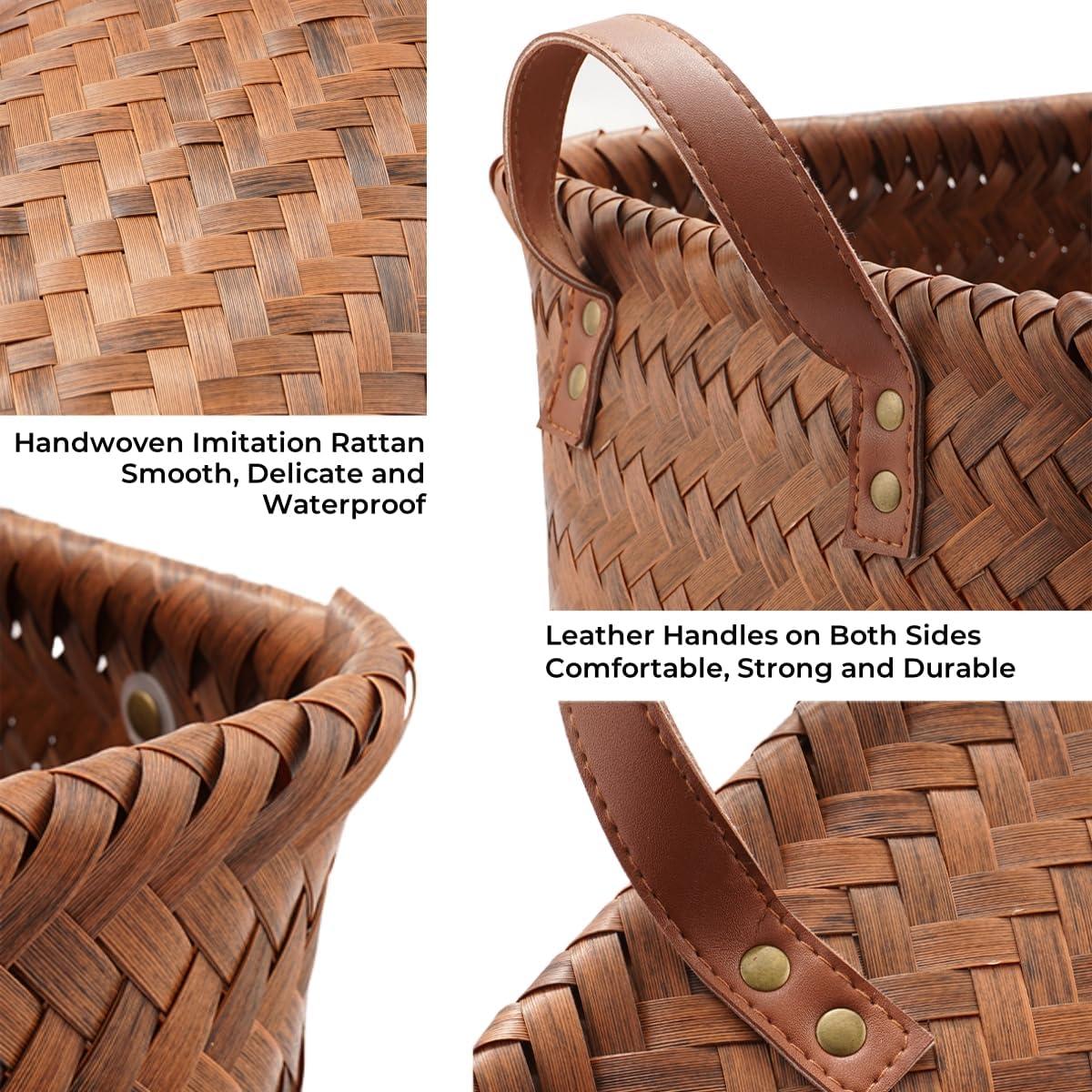 Cestas de Almacenamiento GIB de Mimbre 4 Piezas Marrón