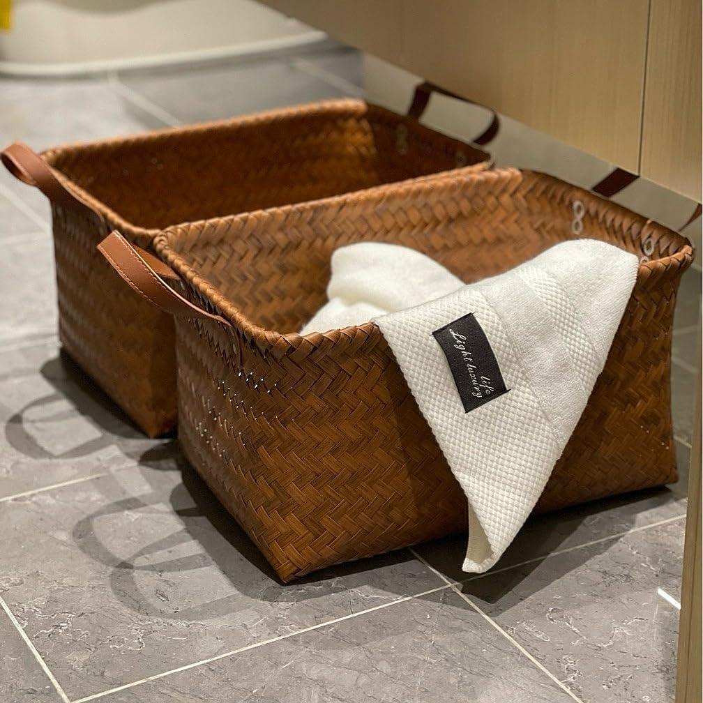 Cestas de Almacenamiento GIB de Mimbre 4 Piezas Marrón