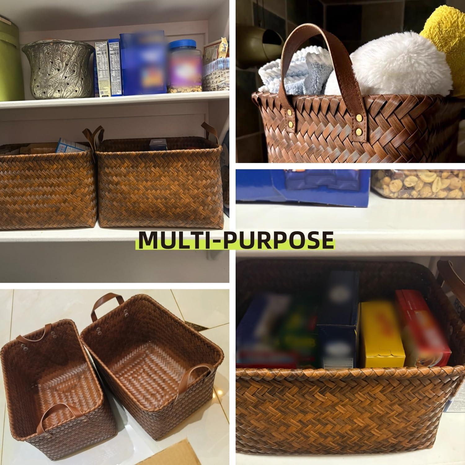 Cestas de Almacenamiento GIB de Mimbre 4 Piezas Marrón