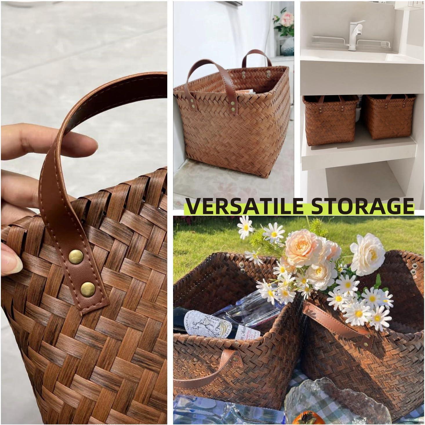 Cestas de Almacenamiento GIB de Mimbre 4 Piezas Marrón