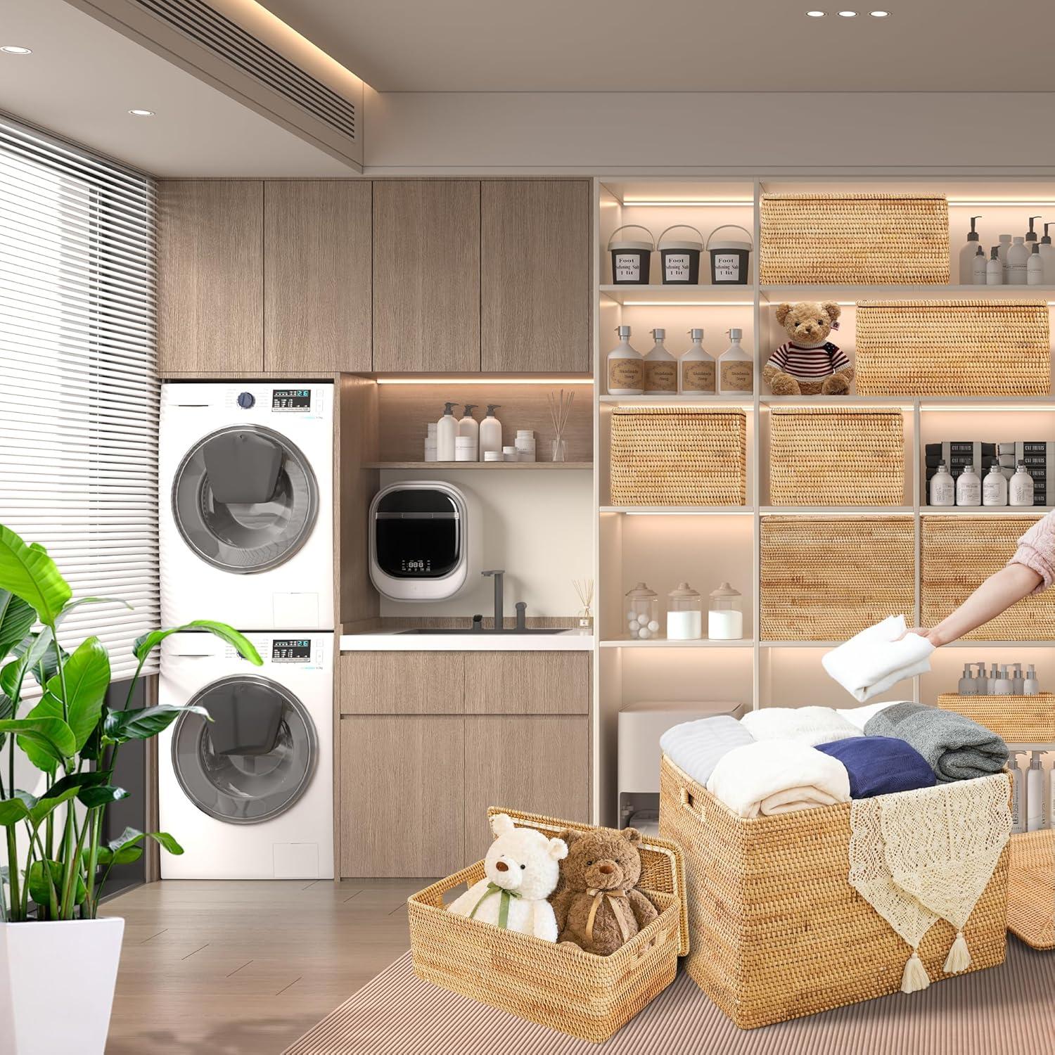 Cesta de Ratan con Tapa Peslran 41.9x32x17.8 cm Decorativa