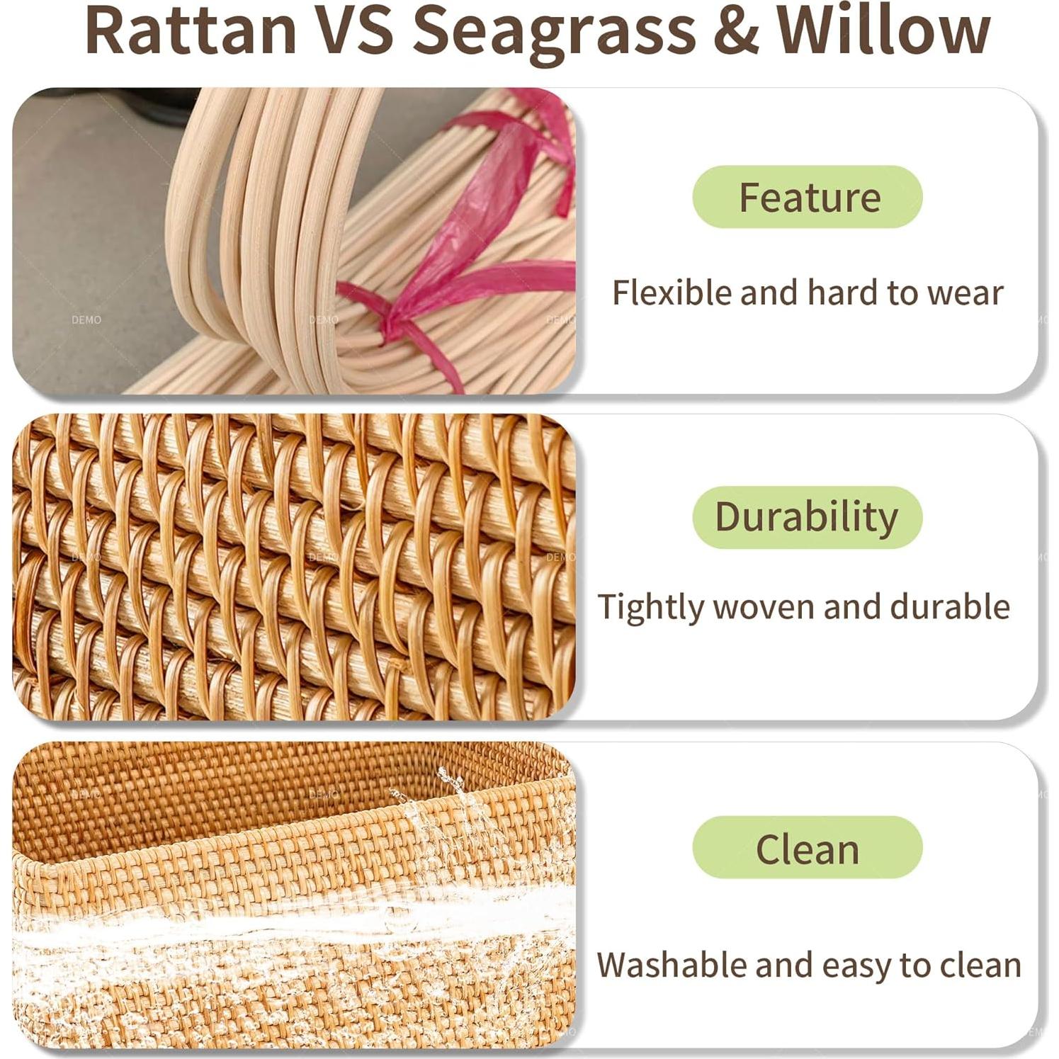 Cesta de Ratan con Tapa Peslran 41.9x32x17.8 cm Decorativa