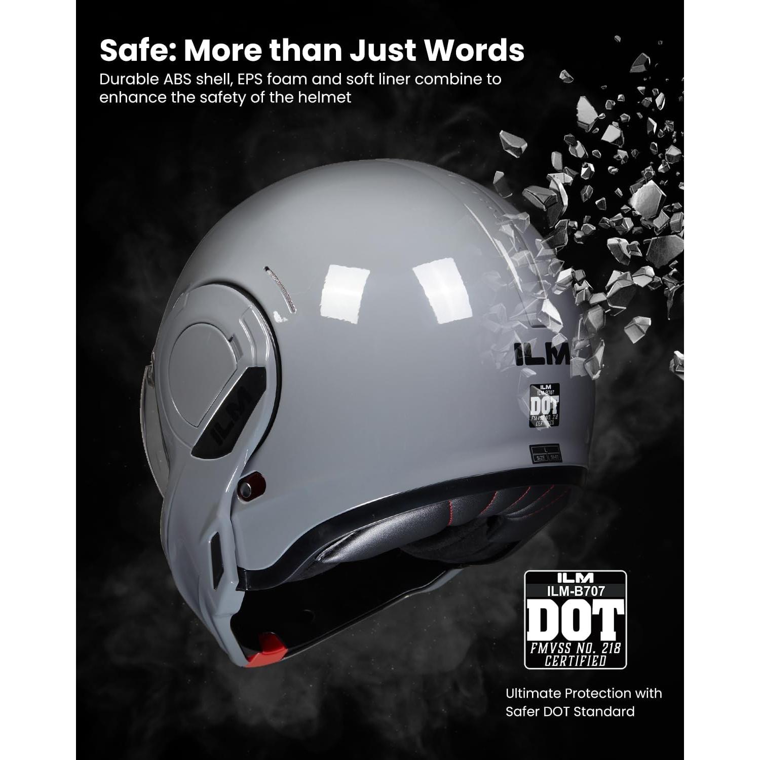 Casco Modular ILM B707 Vintage Gris Mediano para Motocicleta