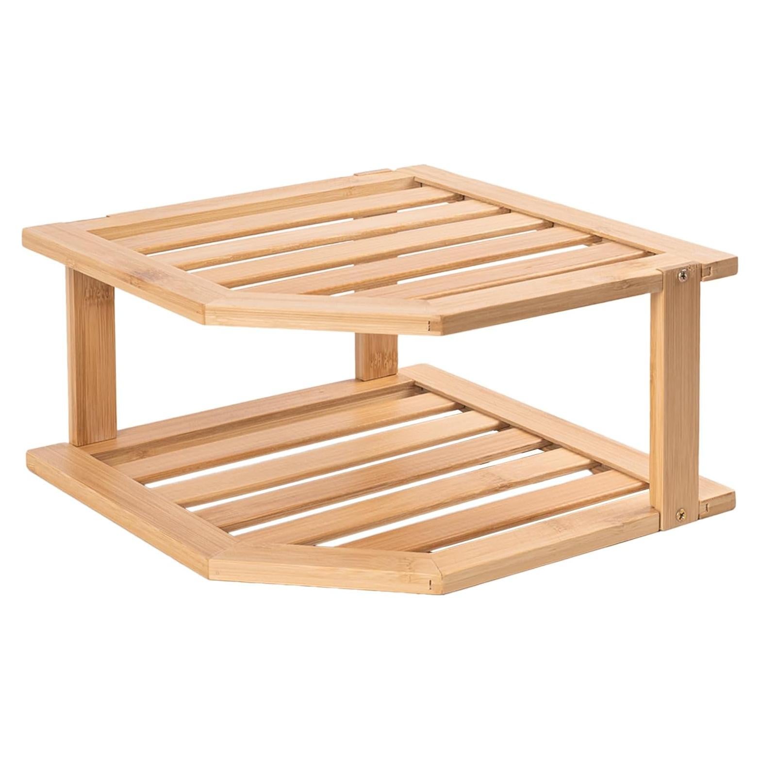 Estante de Esquina VERTORGAN de Bambú 2 Niveles 25.4x25.4 cm