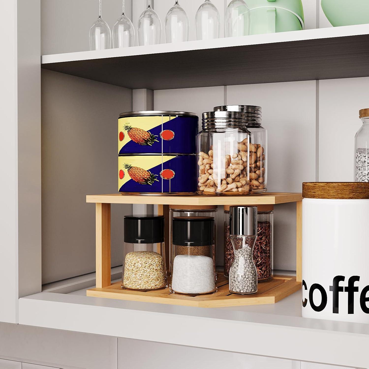 Estante de Esquina VERTORGAN de Bambú 2 Niveles 25.4x25.4 cm