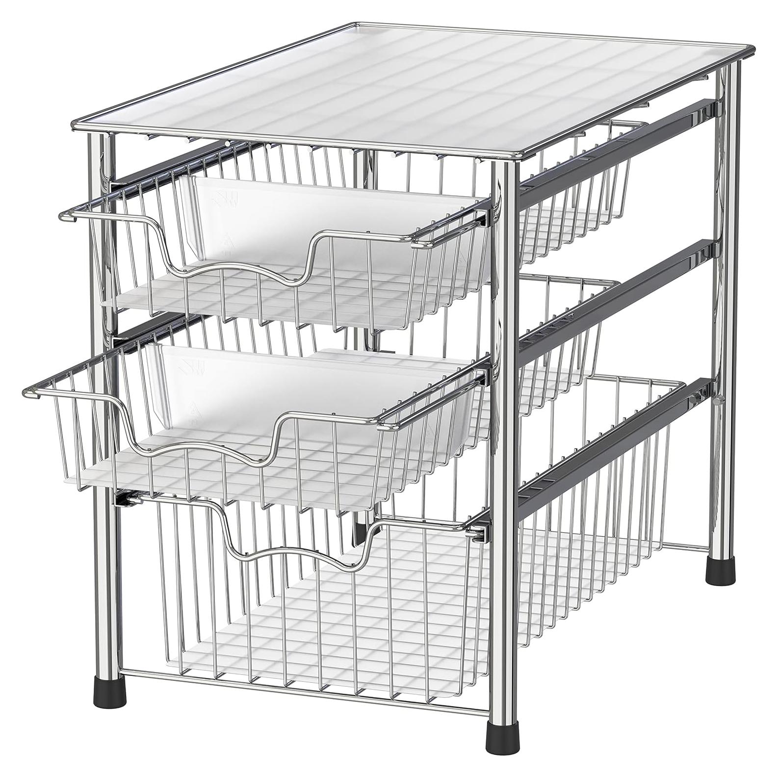 Organizador de Cajones Deslizantes 3 Niveles Simple Houseware Cromo