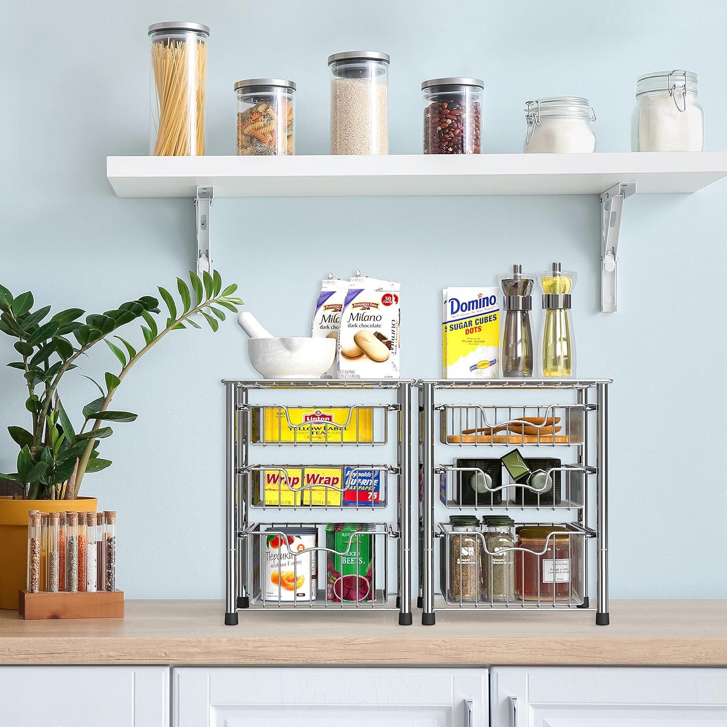 Organizador de Cajones Deslizantes 3 Niveles Simple Houseware Cromo