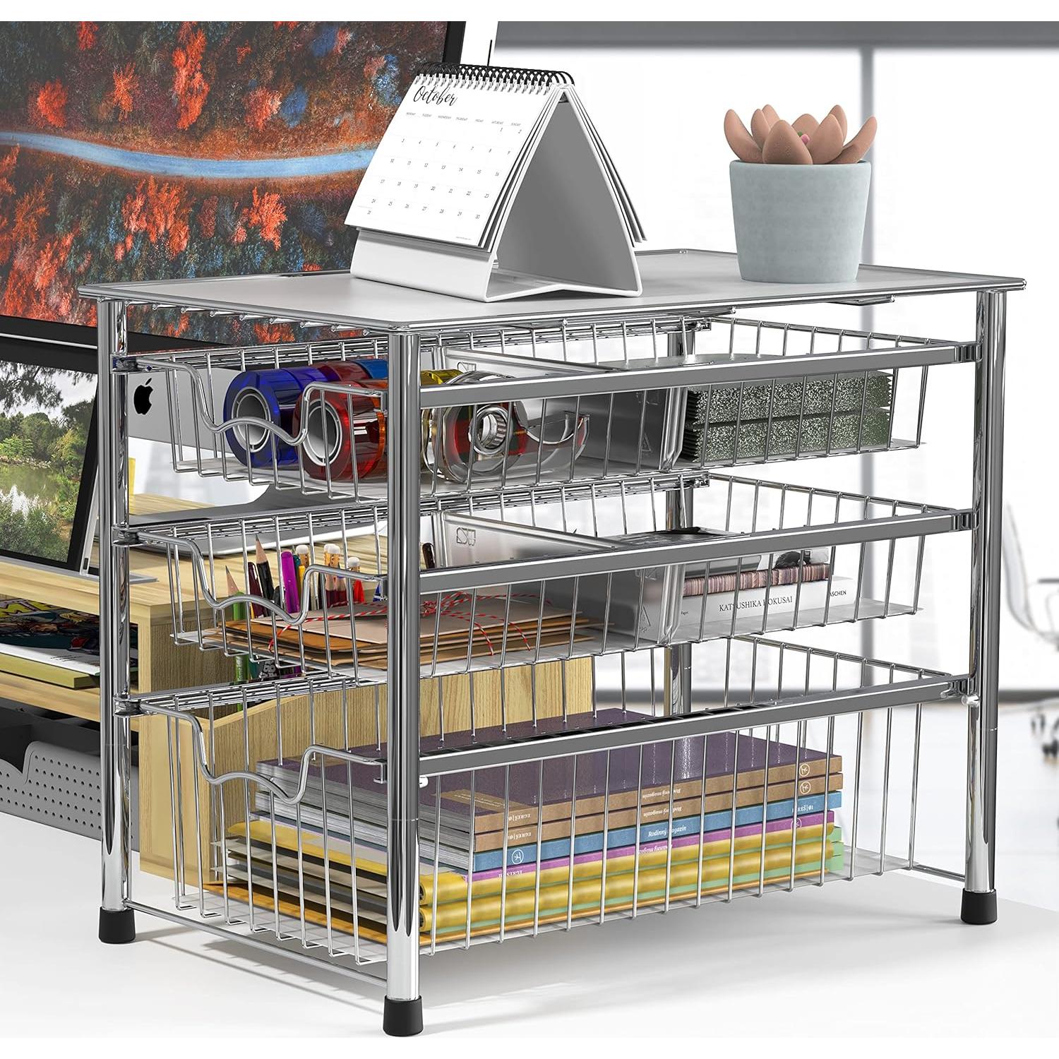 Organizador de Cajones Deslizantes 3 Niveles Simple Houseware Cromo