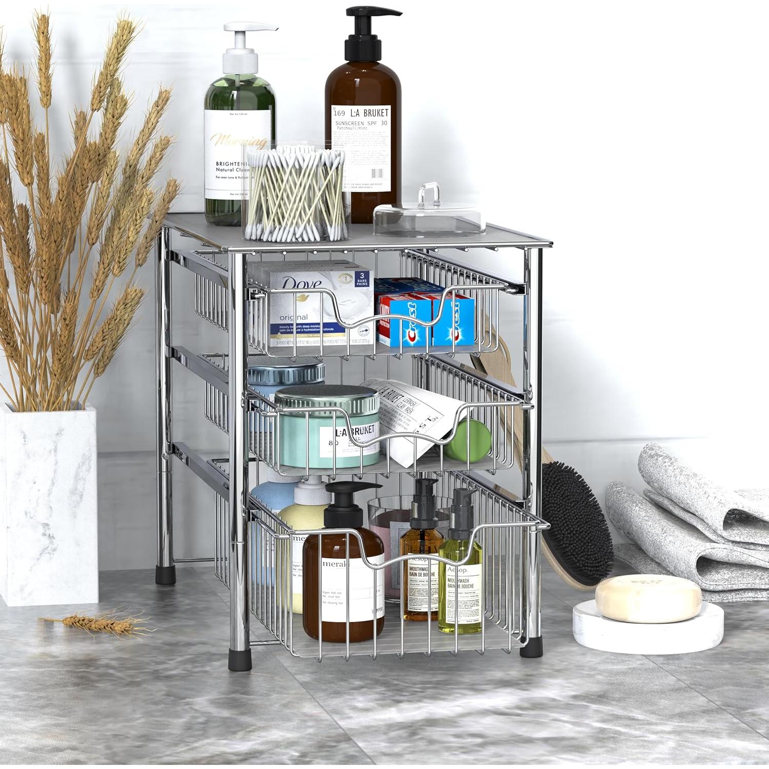 Organizador de Cajones Deslizantes 3 Niveles Simple Houseware Cromo