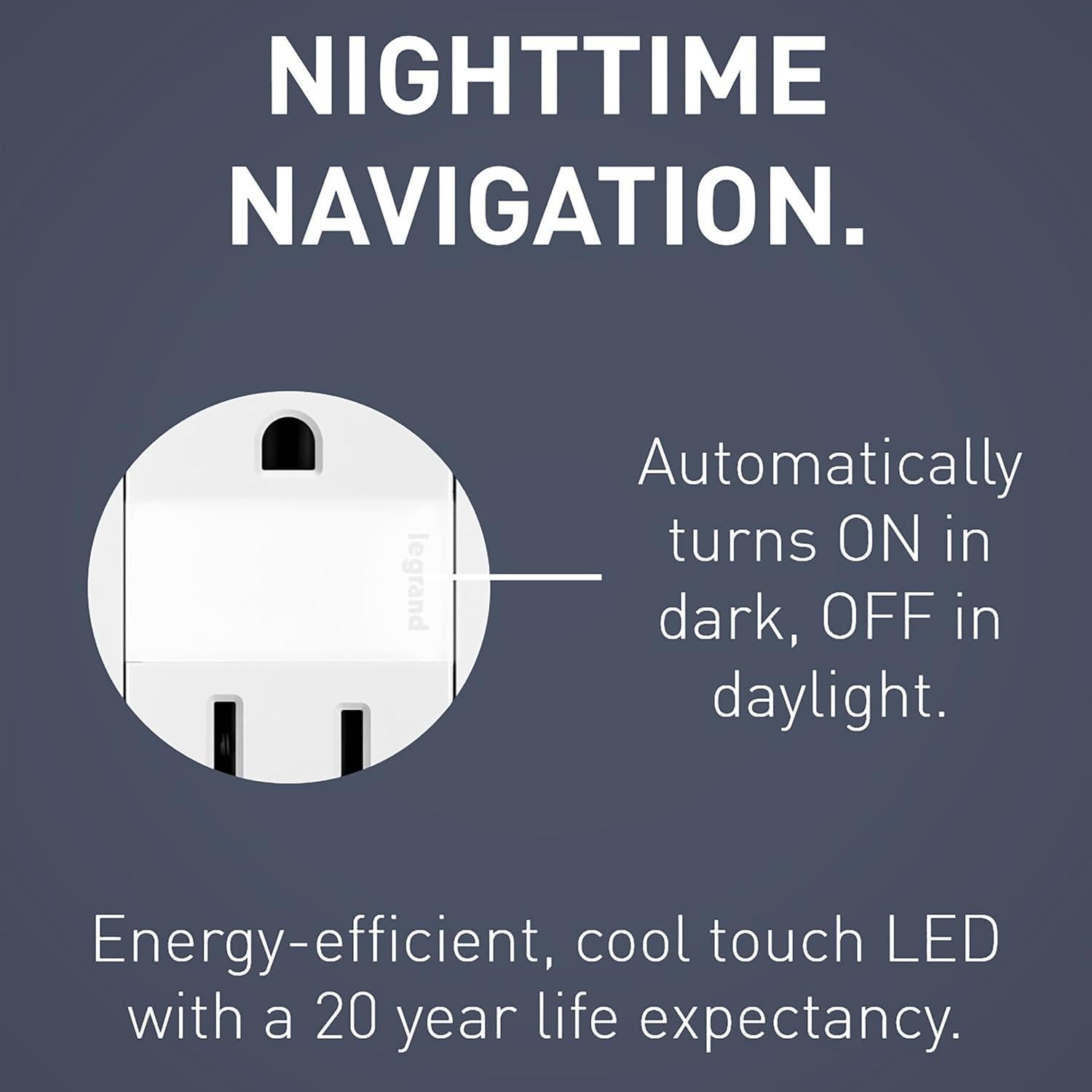 Enchufe Eléctrico Legrand Radiant con Luz Nocturna LED Ajustable