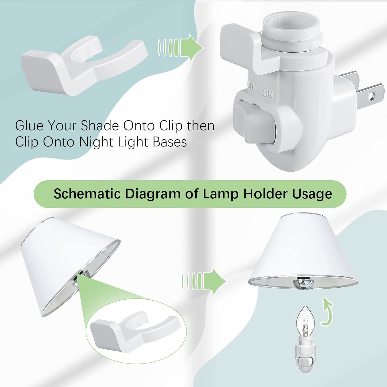 20 Bases de Luz Nocturna Enchufables Tuanse con Clips