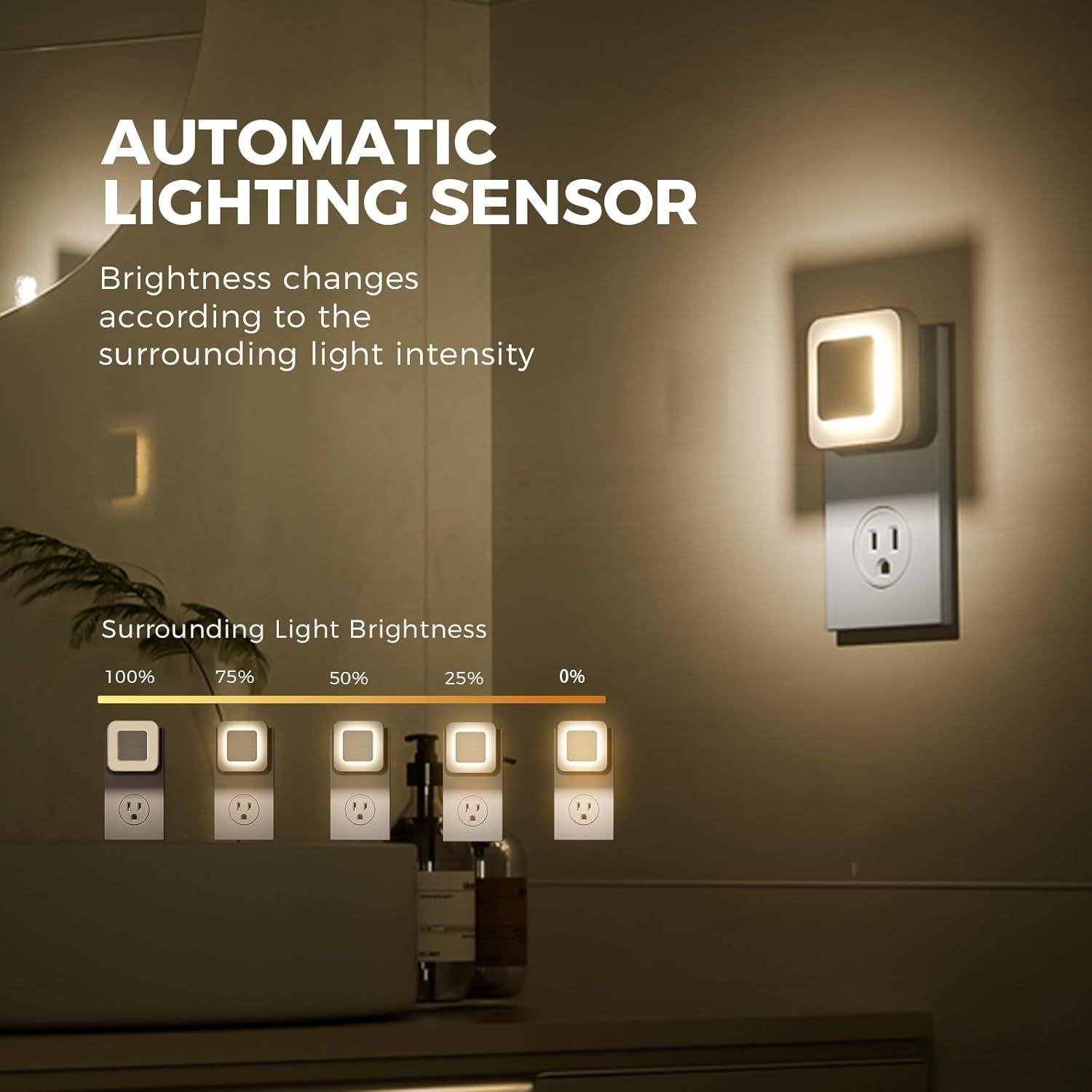 Luz Nocturna LED Midea MYD-0.6F1 con Sensor Crepúsculo 2 Pzs