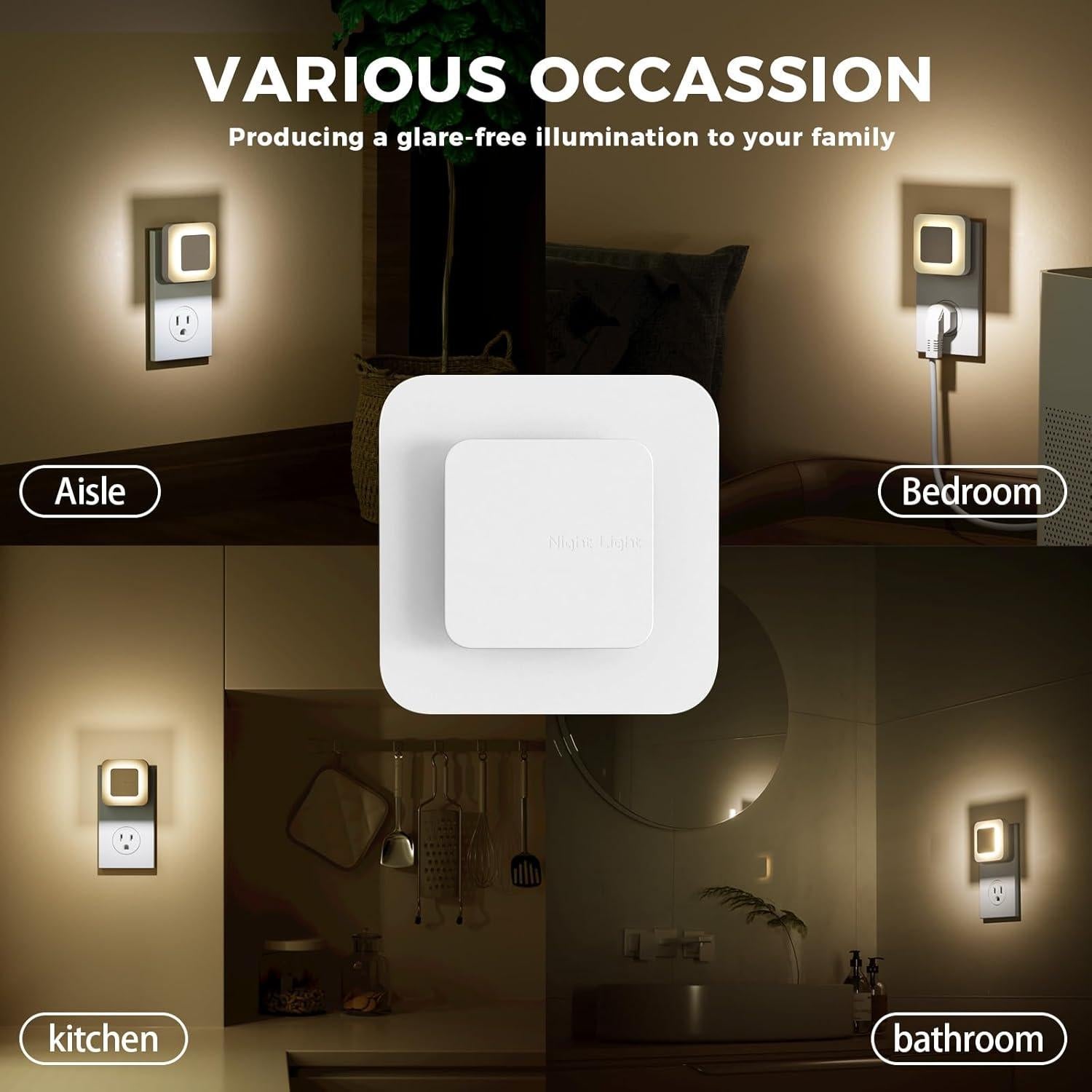 Luz Nocturna LED Midea MYD-0.6F1 con Sensor Crepúsculo 2 Pzs