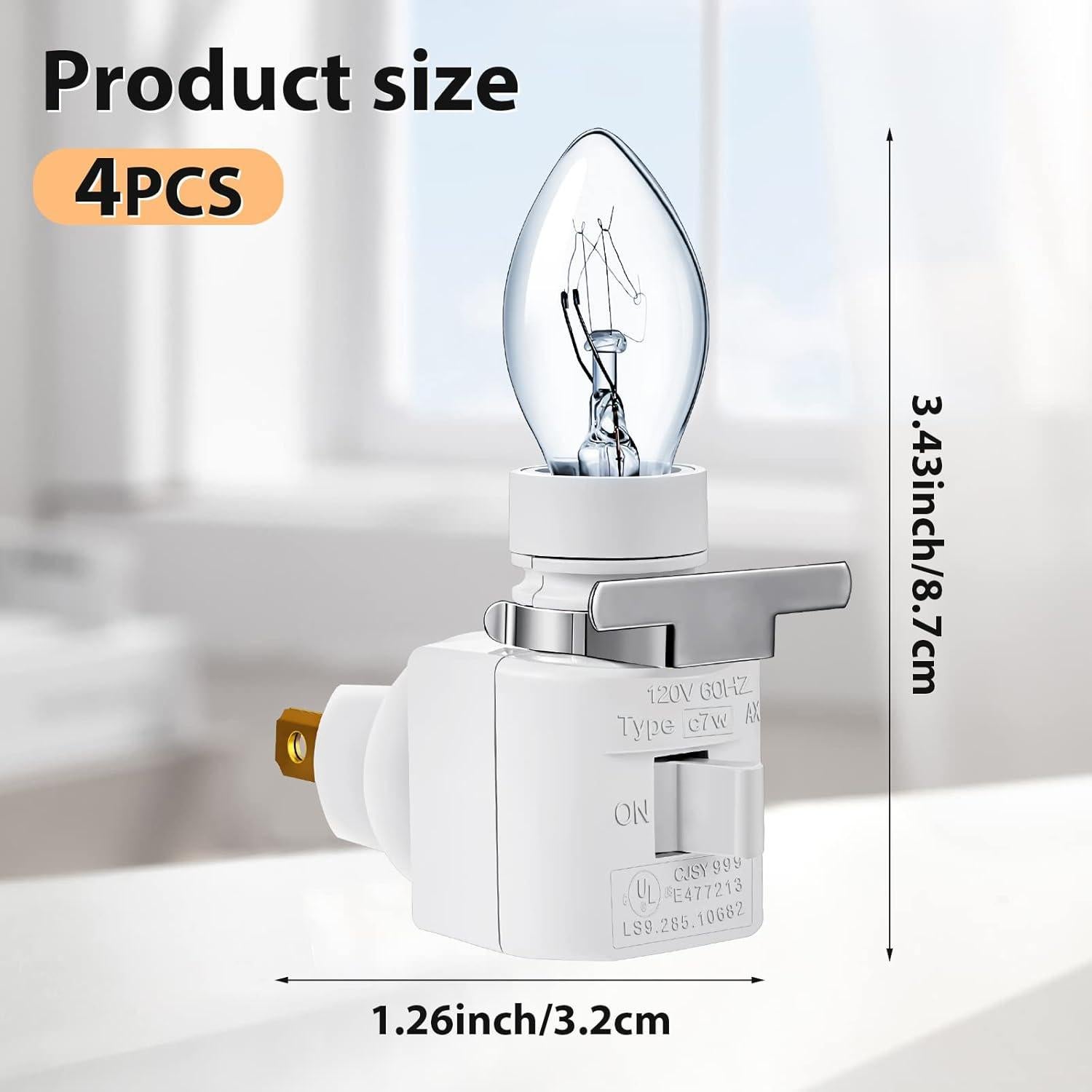 Fabbay 4 Juegos de Luz Nocturna Enchufable 120V 7W E12