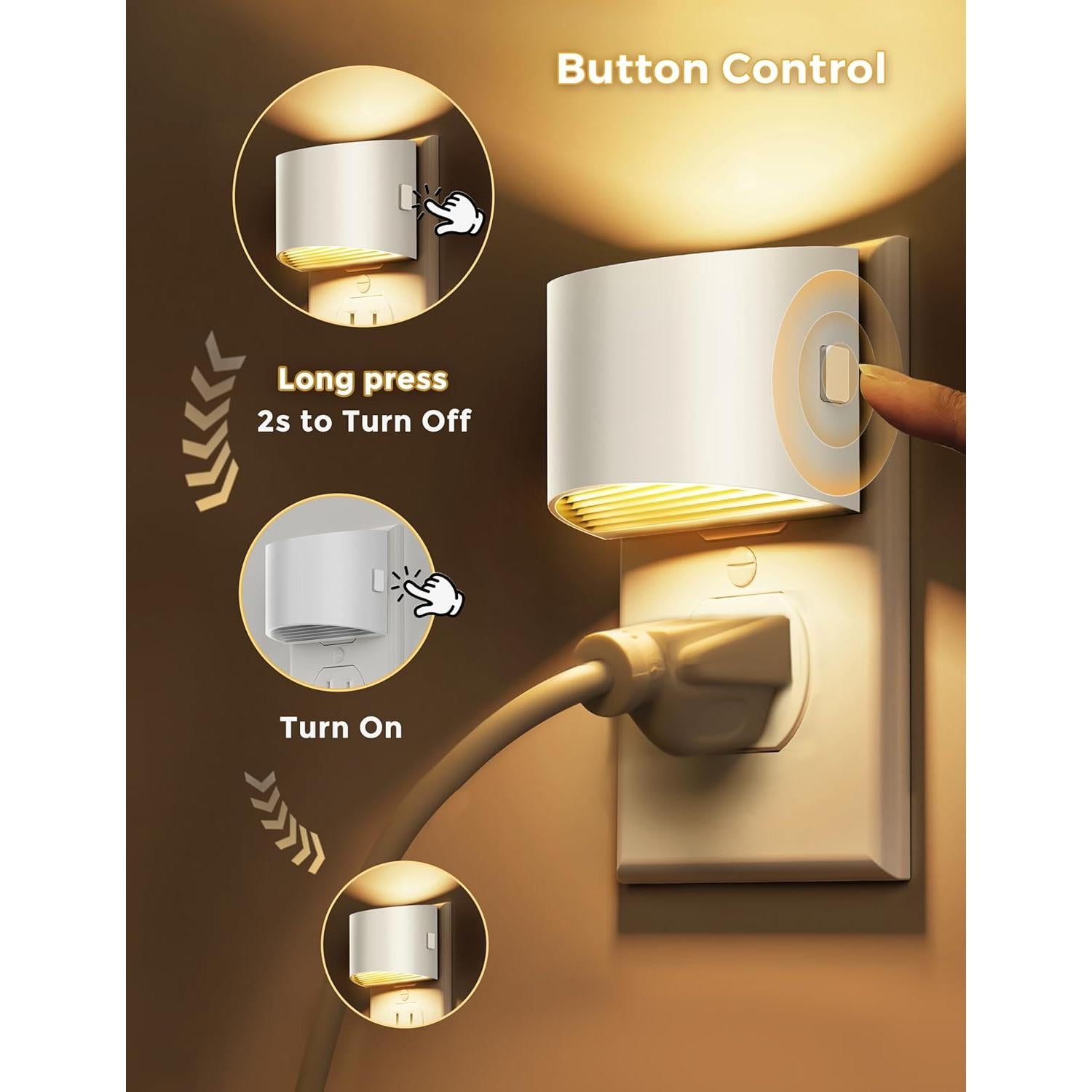 L LOHAS LED Luz Nocturna Regulable 3000K 2 Paquete Blanco Suave