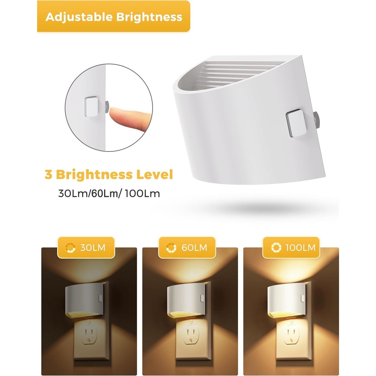 L LOHAS LED Luz Nocturna Regulable 3000K 2 Paquete Blanco Suave