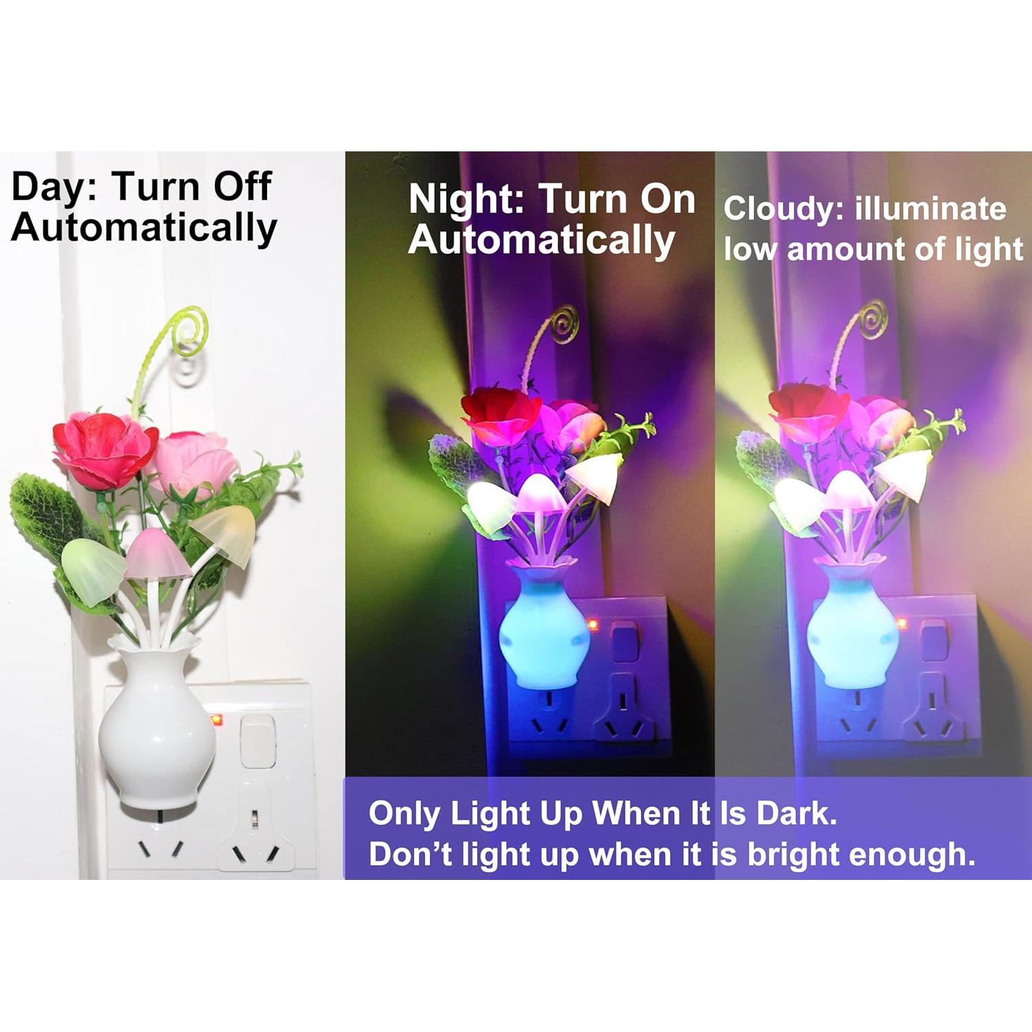 Luz Nocturna LED AUSAYE 2 Pack Rosa con Sensor Automático