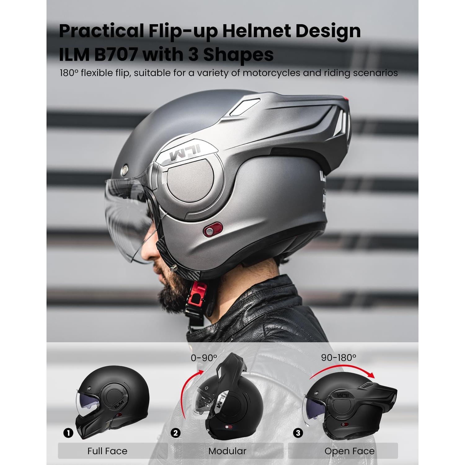 Casco Modular ILM B707 Vintage Gris Mate XL