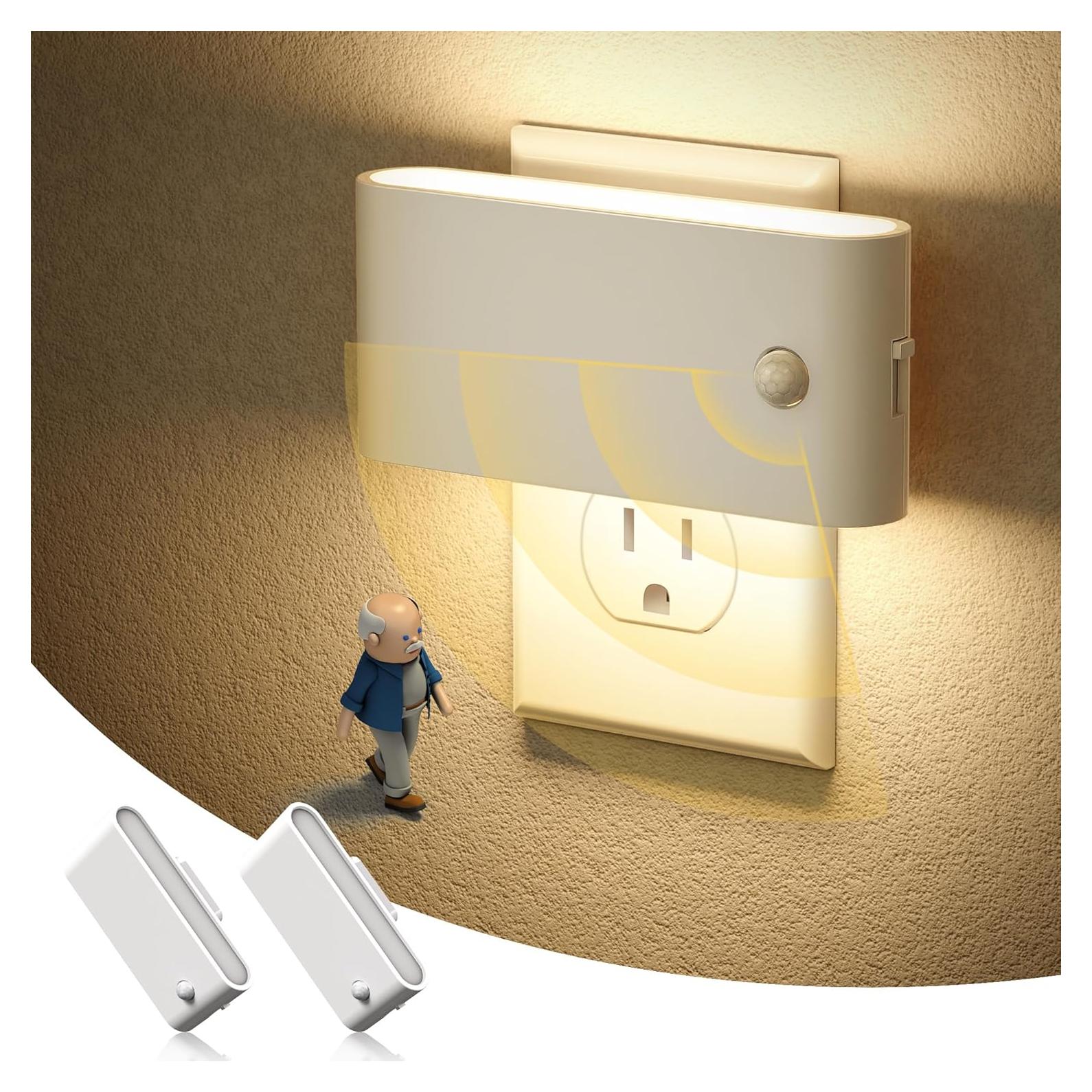 Luz Nocturna LED JandCase con Sensor de Movimiento 2 Pzs 3000K