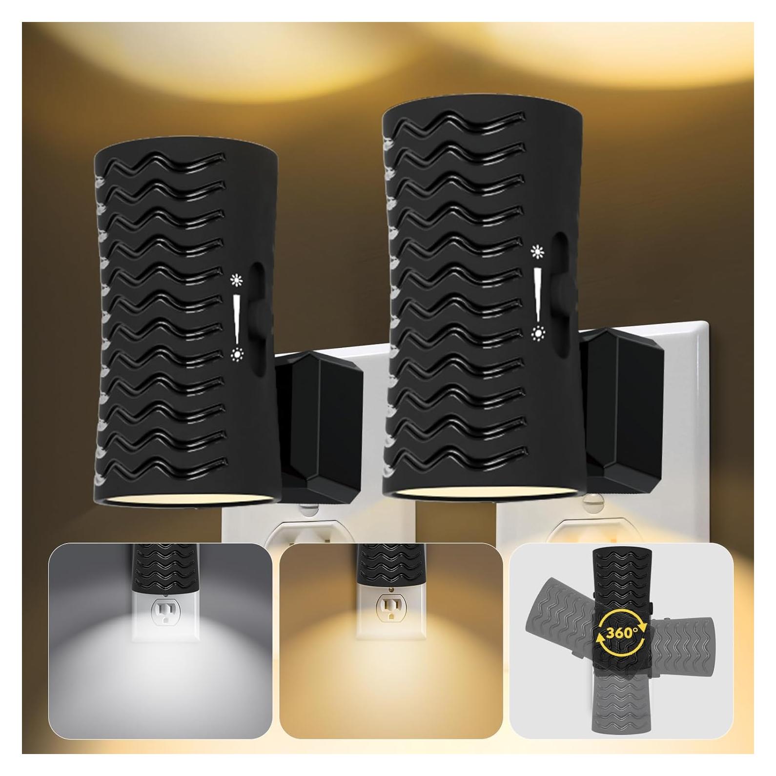 Luz Nocturna Enchufable KKUP2U 360° con Sensor y Brillo Ajustable