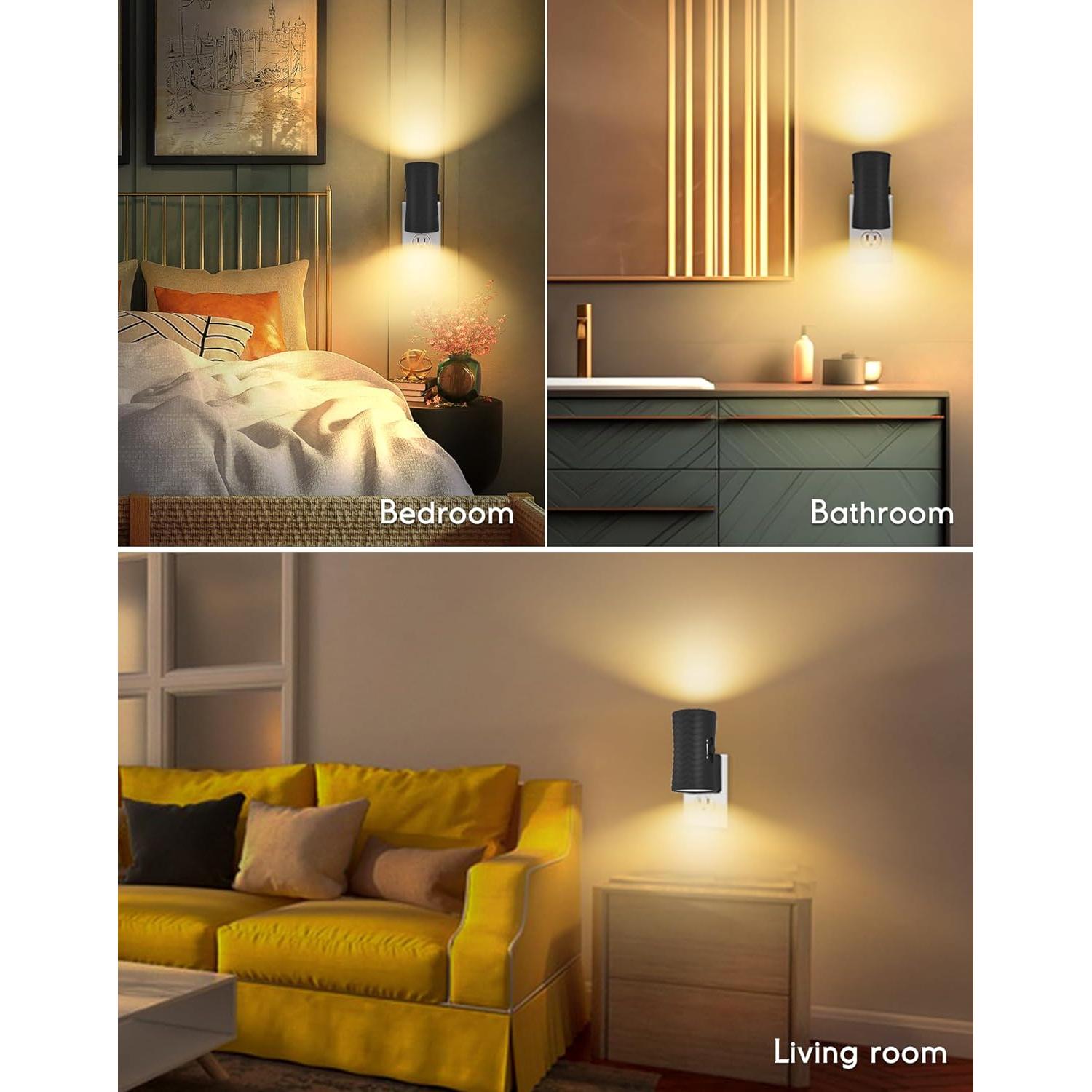 Luz Nocturna Enchufable KKUP2U 360° con Sensor y Brillo Ajustable