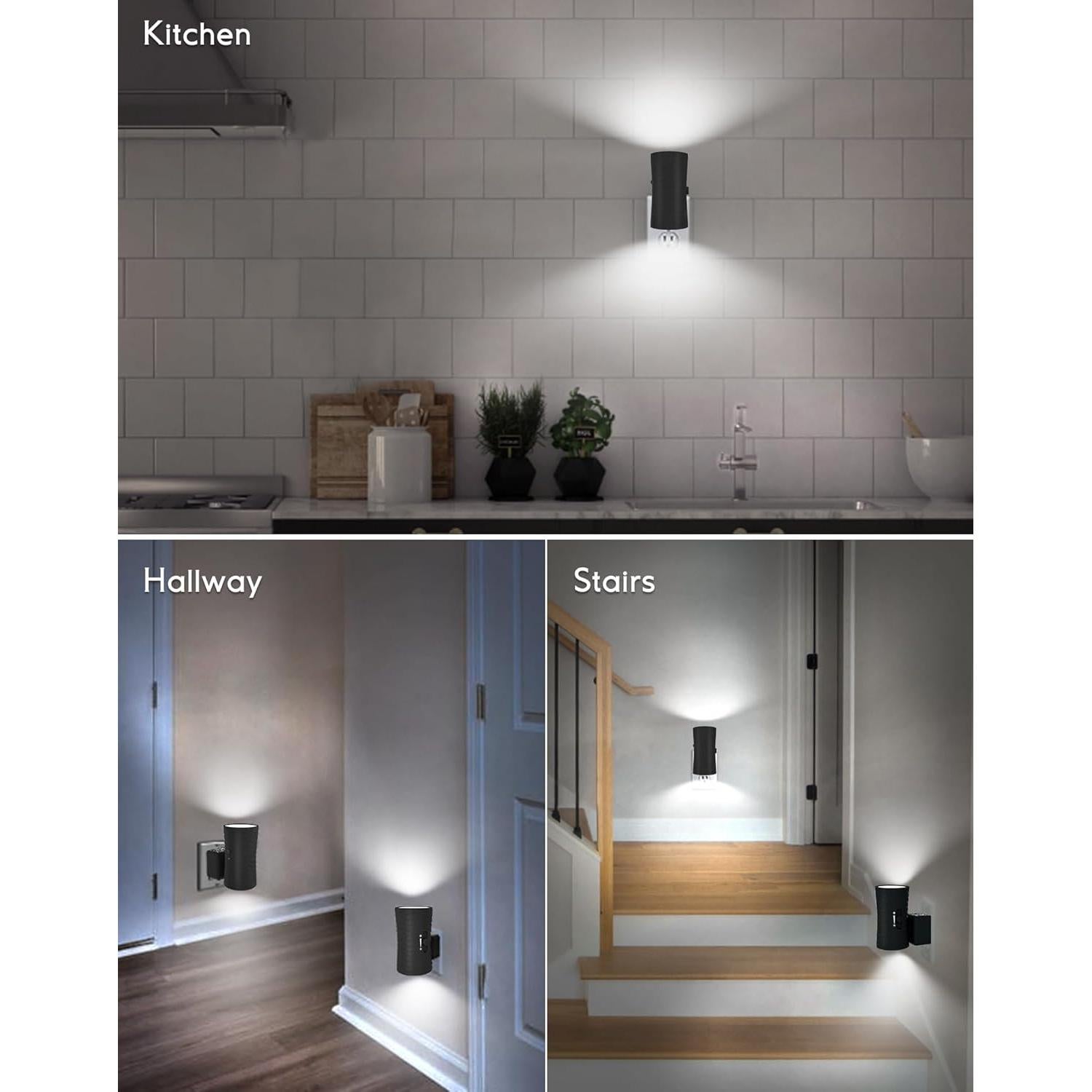 Luz Nocturna Enchufable KKUP2U 360° con Sensor y Brillo Ajustable