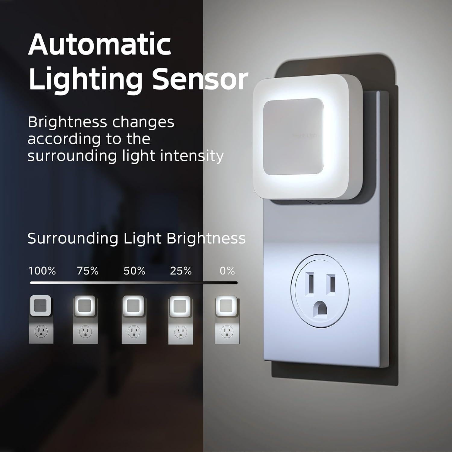 Luz Nocturna LED Midea 5000K con Sensor Crepúsculo 2 Pzs