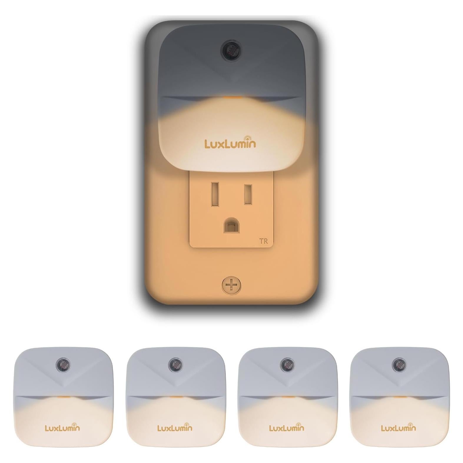 Luz Nocturna LED LuxLumin 4 Paquetes con Sensor Crepúsculo