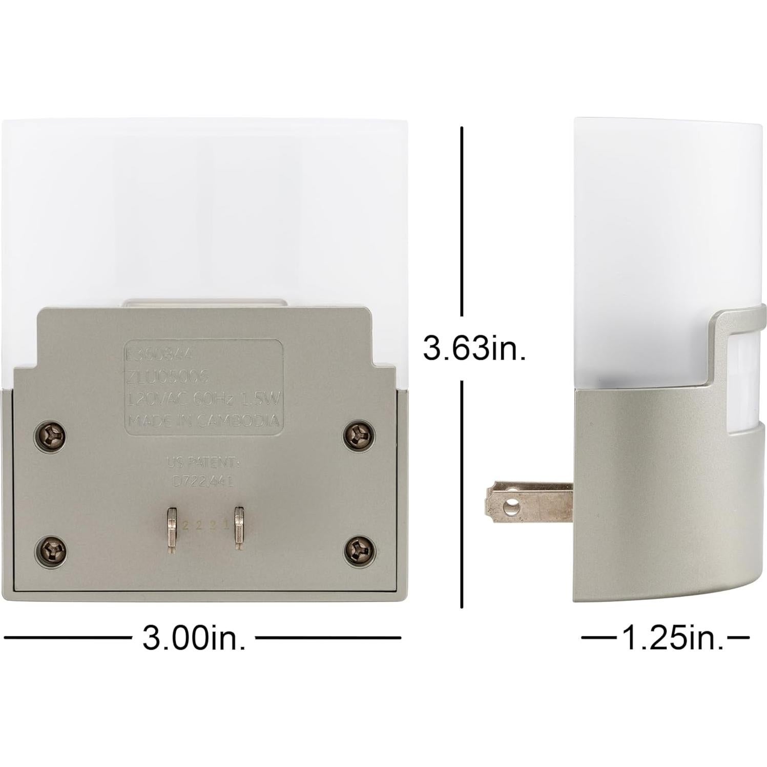 Luz Nocturna LED GE con Sensor de Movimiento 40 Lúmenes Plata 2 Paquete