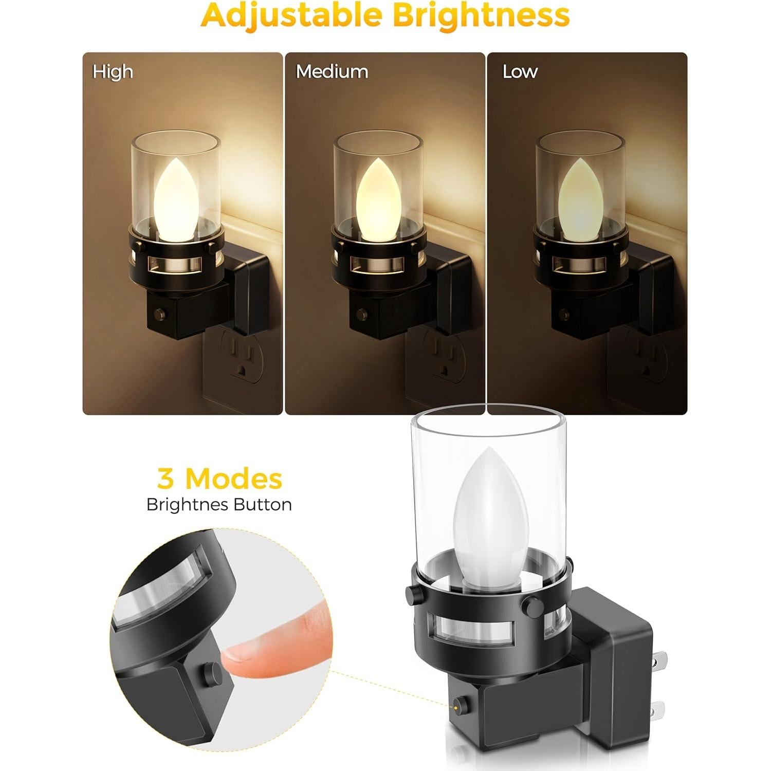 Luz Nocturna LED Briignite Enchufable 2 Piezas 3000K