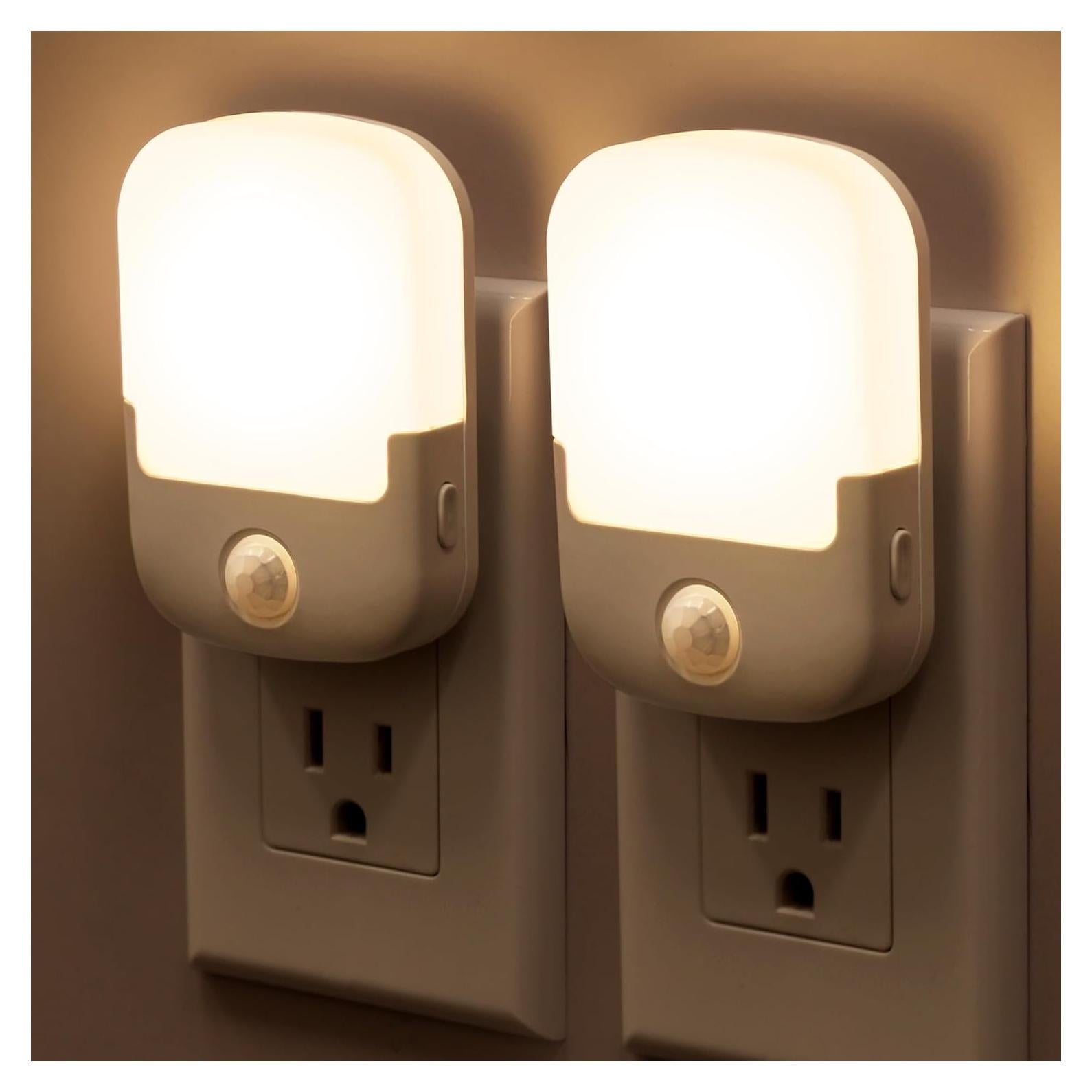 Briignite Motion Sensor Night Light, Plug in, Dusk to Dawn Night Light 2Pack, Adjustable Brightness Led Night Light Soft White, 1W Night Lights Plug into Wall for Bedroom, Kids Room, Bathroom Stair