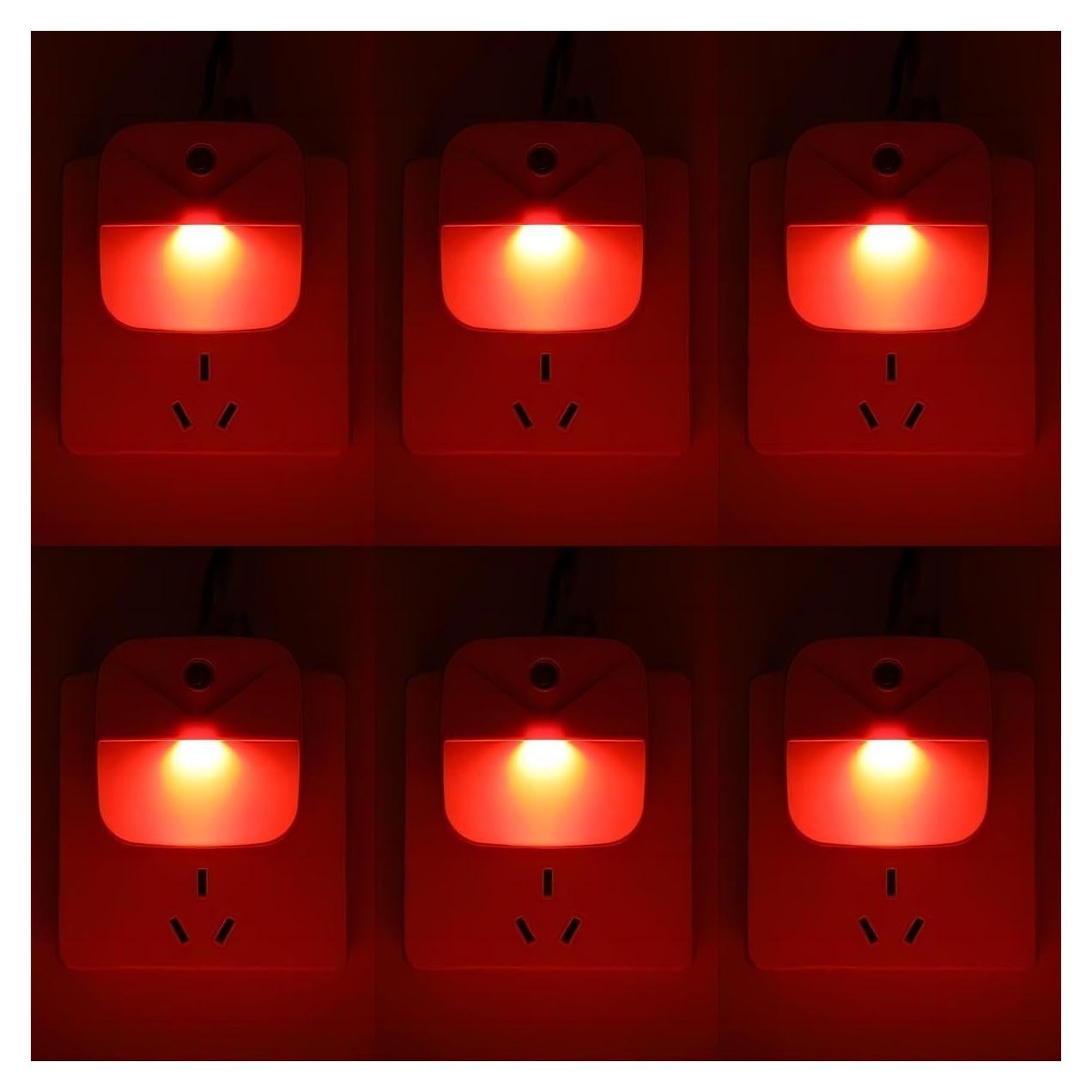 Luz Nocturna Enchufada KINUR LED Roja con Sensor Automático