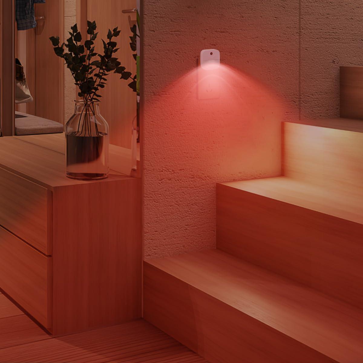 Luz Nocturna Enchufada KINUR LED Roja con Sensor Automático