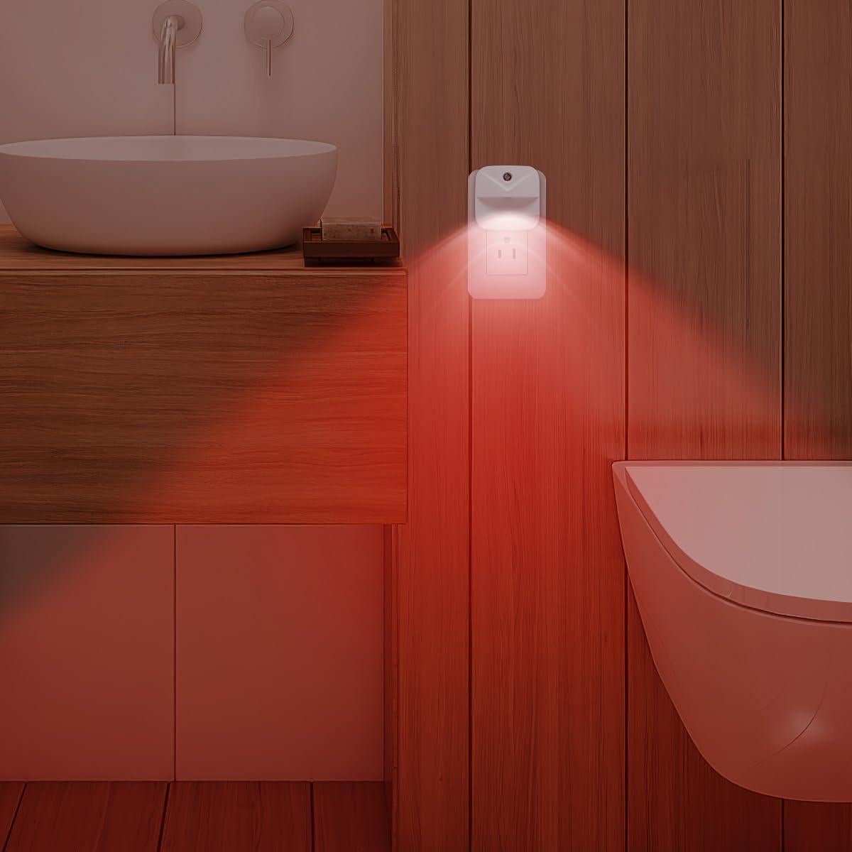 Luz Nocturna Enchufada KINUR LED Roja con Sensor Automático