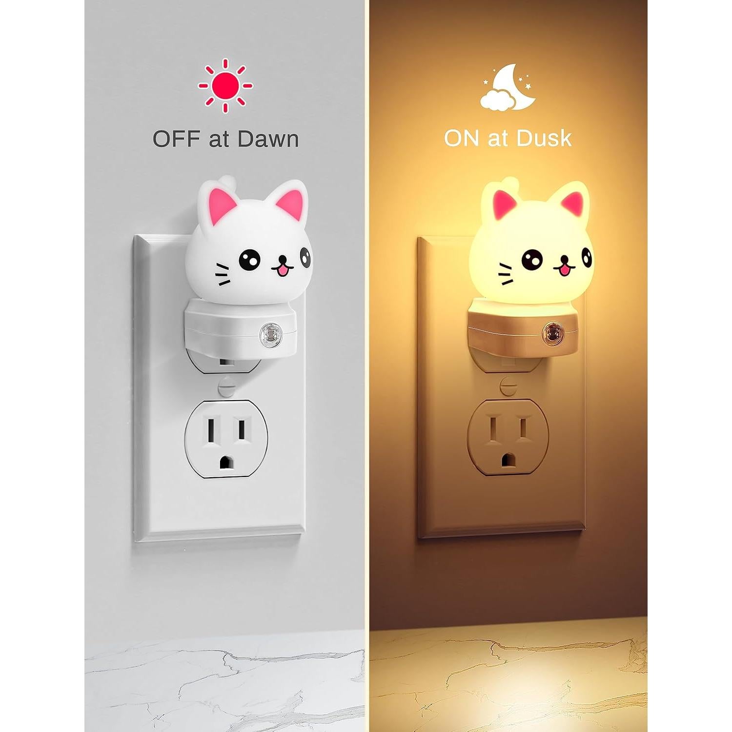 Luces Nocturnas LED Enchufables DORESshop Gato RGB 8 Colores