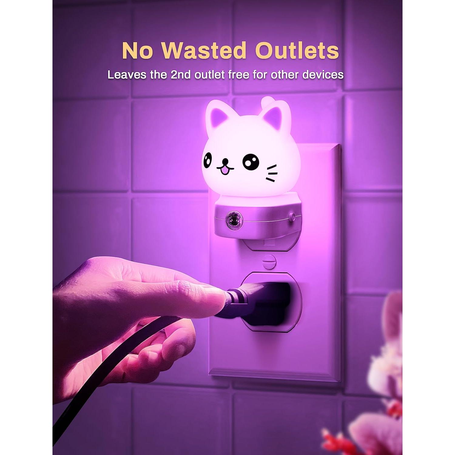 Luces Nocturnas LED Enchufables DORESshop Gato RGB 8 Colores