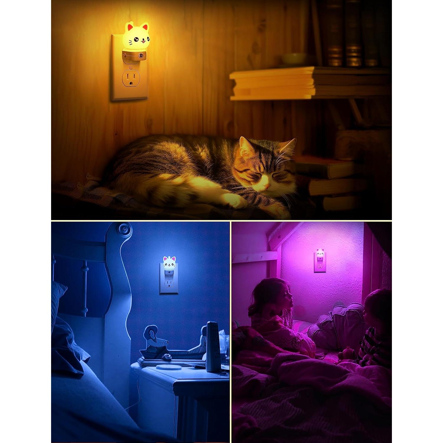 Luces Nocturnas LED Enchufables DORESshop Gato RGB 8 Colores