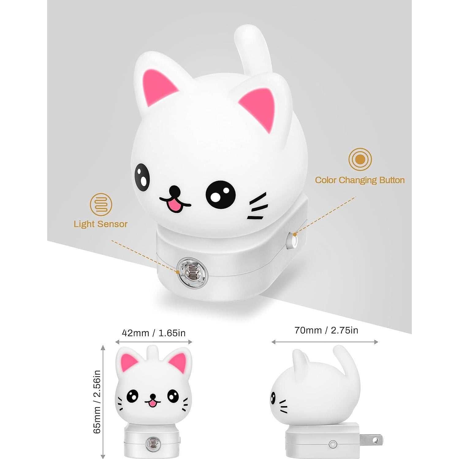 Luces Nocturnas LED Enchufables DORESshop Gato RGB 8 Colores