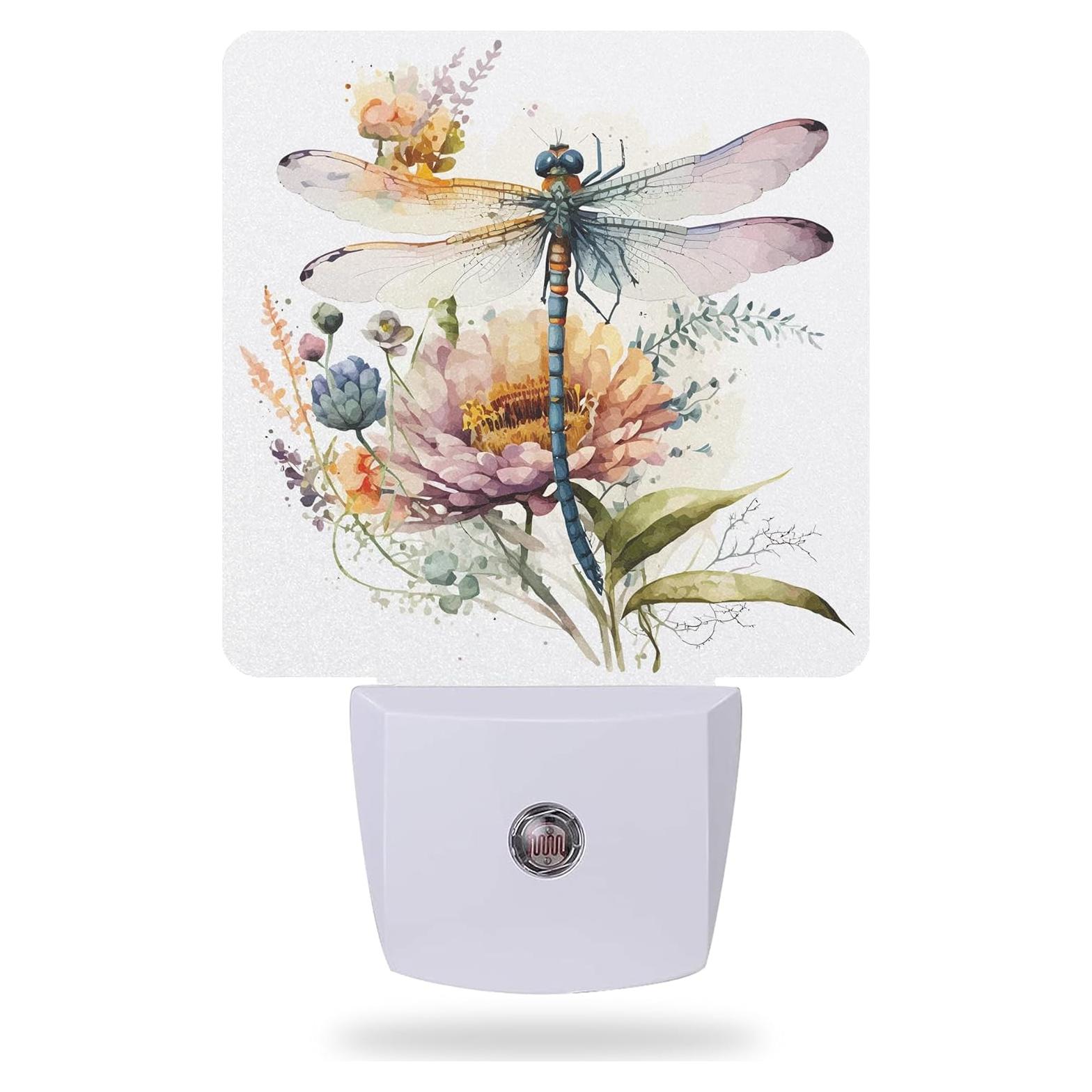 Luz Nocturna Enchufable AOWULA Acuarela de Libélula 0.5W