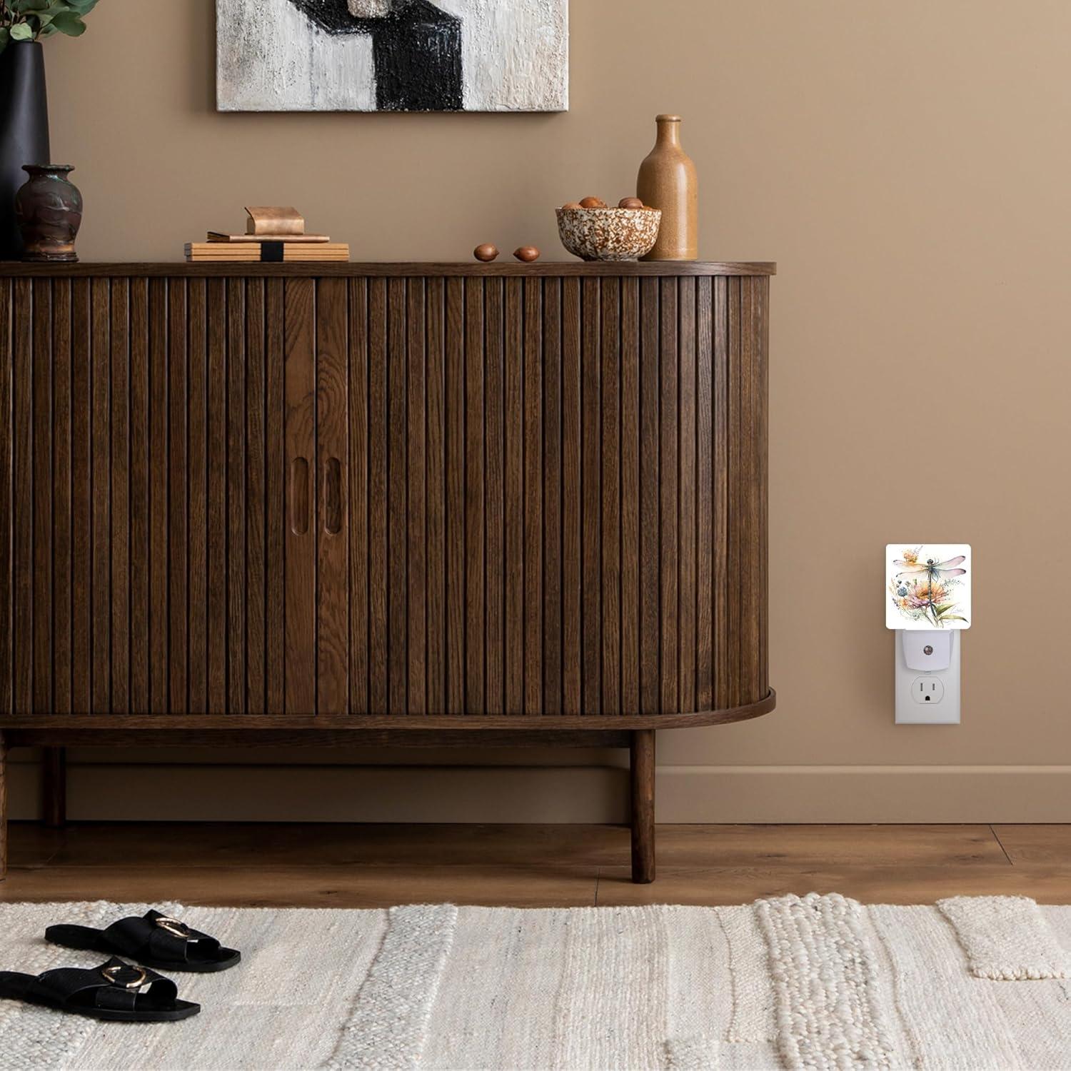 Luz Nocturna Enchufable AOWULA Acuarela de Libélula 0.5W