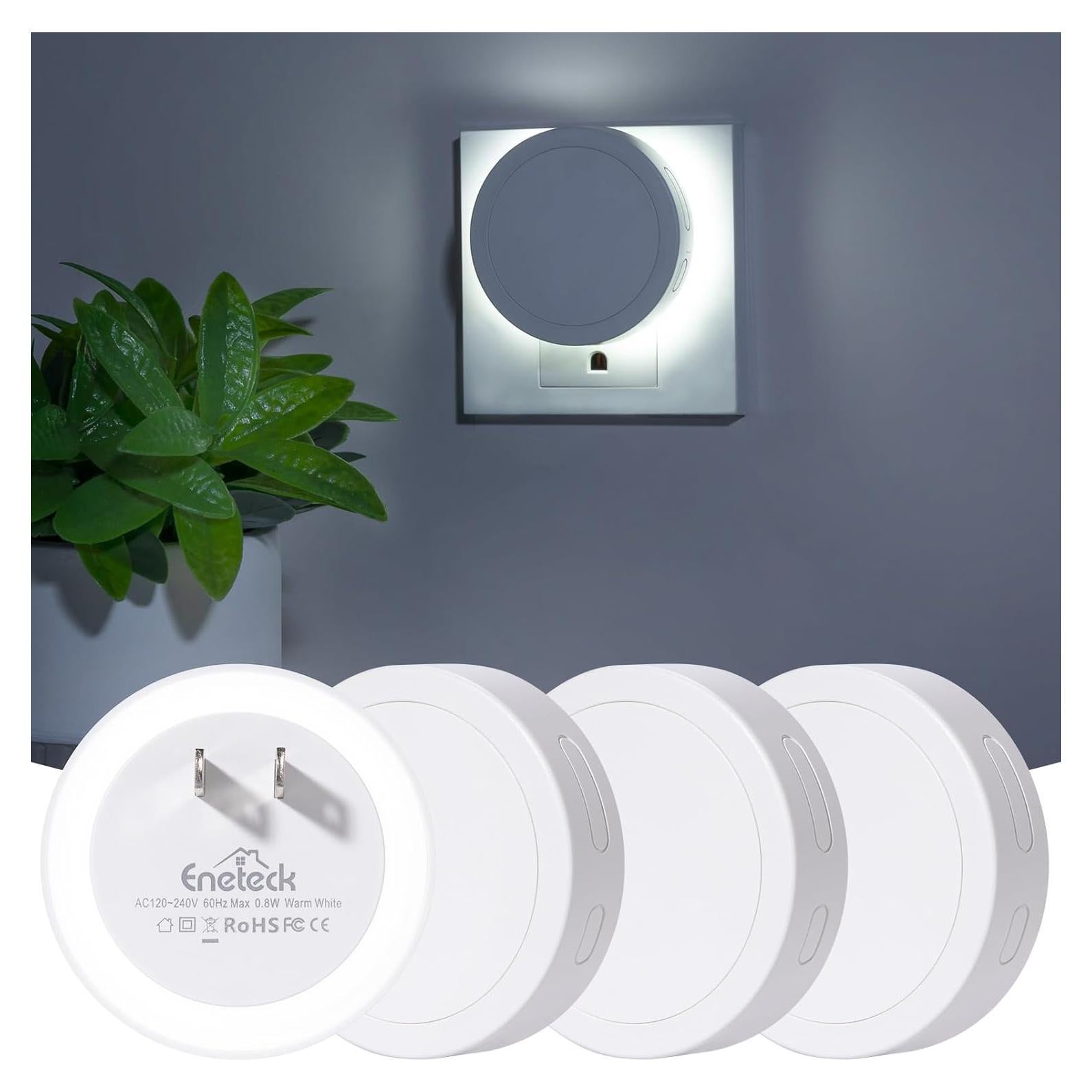 Luz Nocturna Eneteck 4 Piezas con Sensor de Luz Blanca